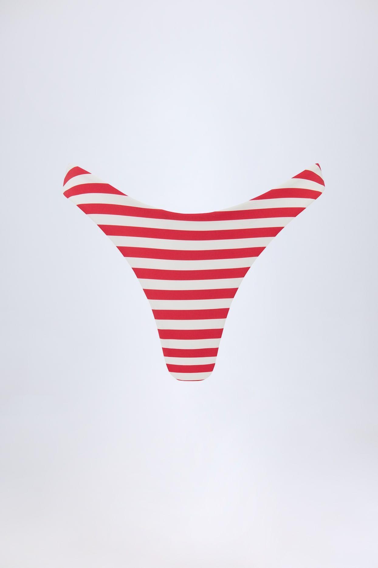 Cheeky Bikini Bottoms in Cherry Red Stripe Product Image