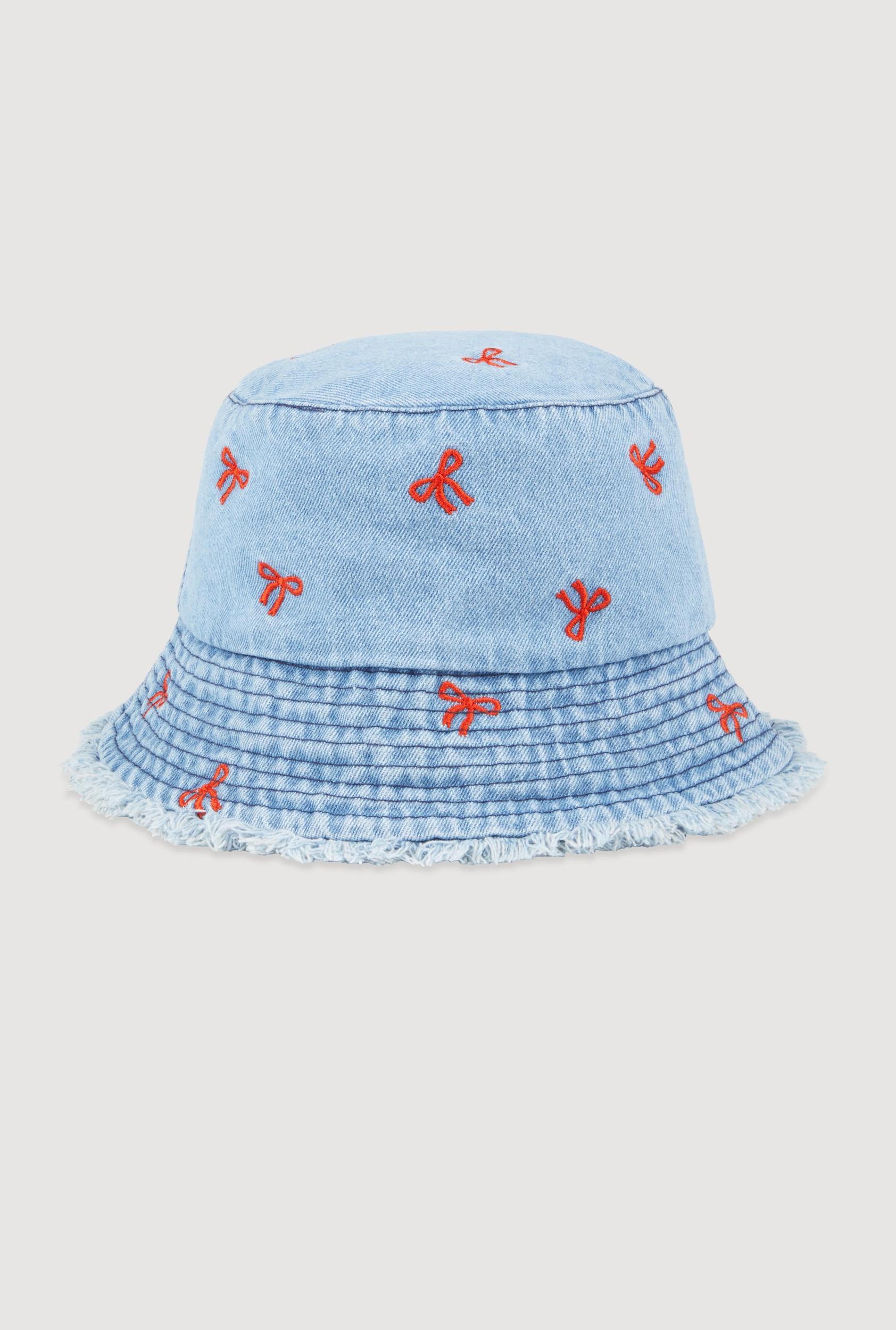Embroidered Bows Denim Bucket Hat Female Product Image