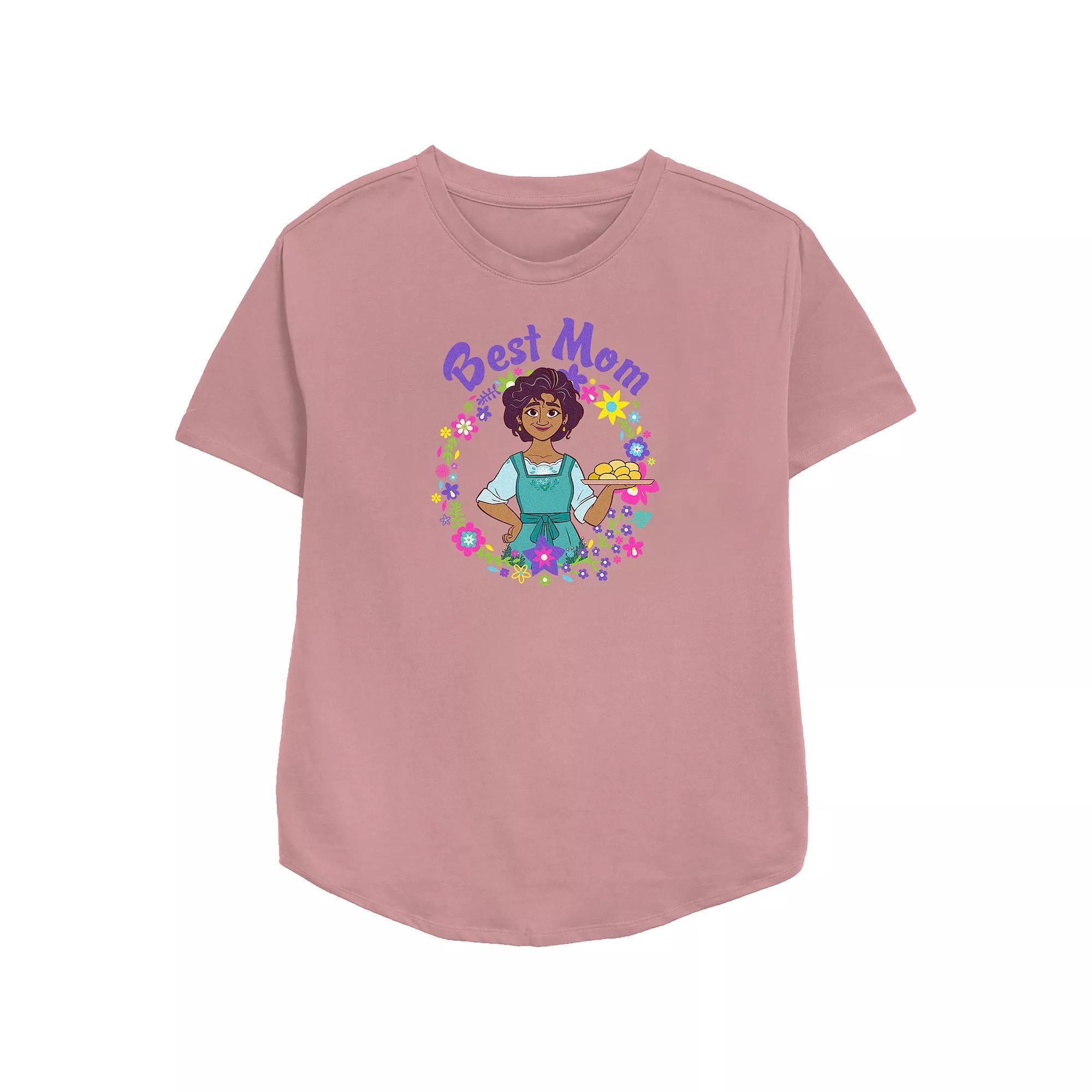Disney Encanto Women's Best Mom Relaxed Fit Graphic Tee, Size: Medium, Pink Product Image