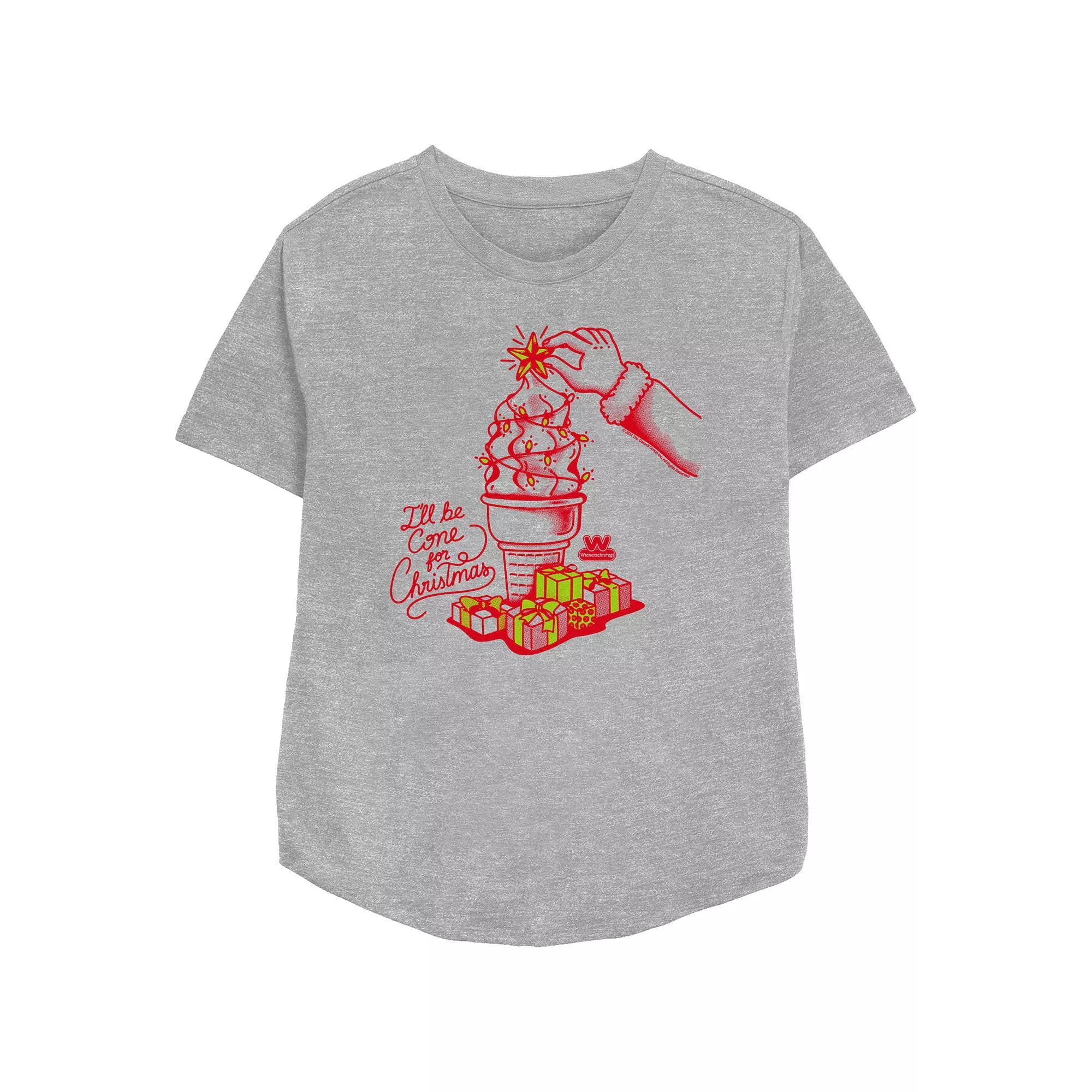 Women's Wienerschnitzel I'll Be Cone For Christmas Relaxed Fit Graphic Tee, Size: XS, Athletic Grey Product Image