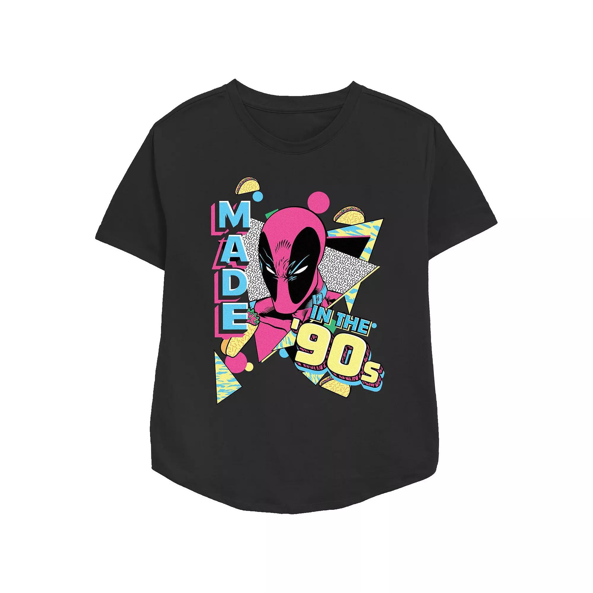 Women's Marvel Deadpool Made In The 90s Graphic Tee, Size: Large, Black Product Image
