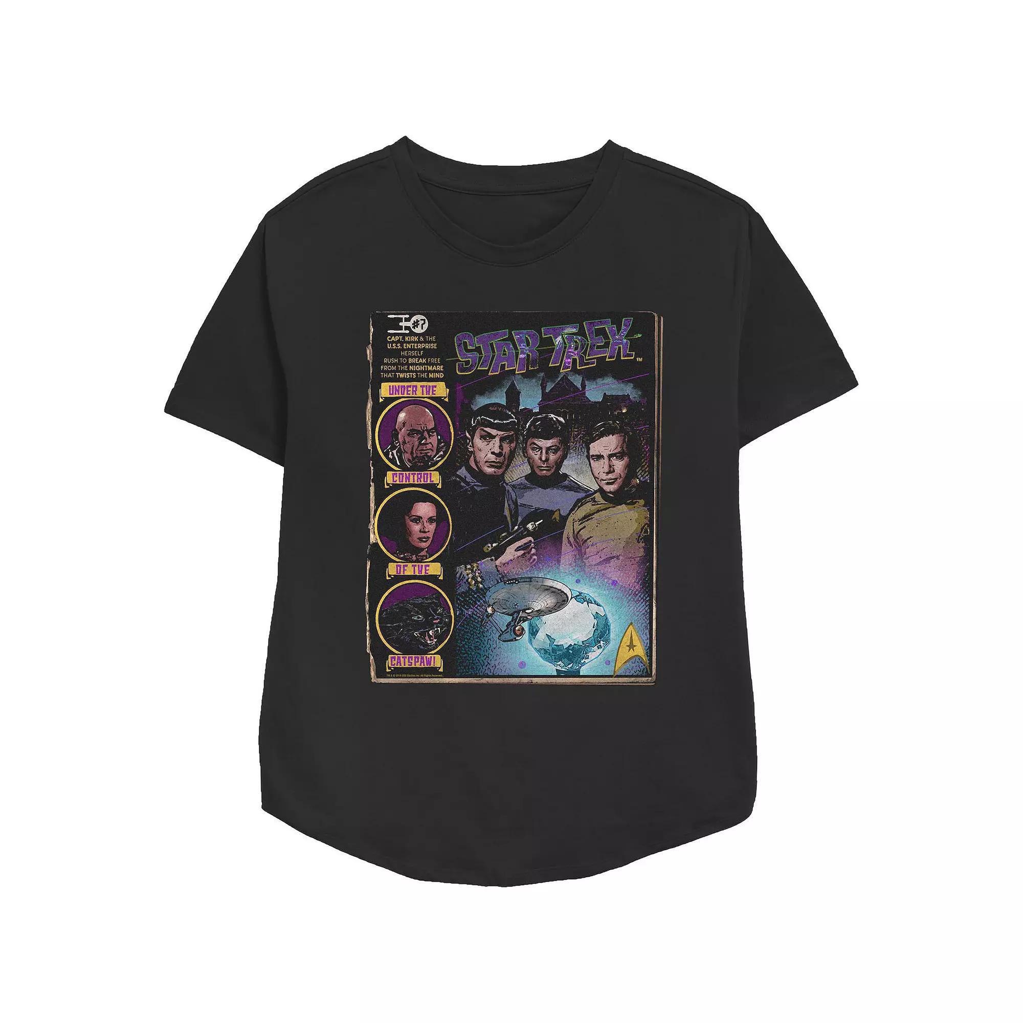 Women's Star Trek Comic Book Poster Graphic Tee, Size: Small, Black Product Image