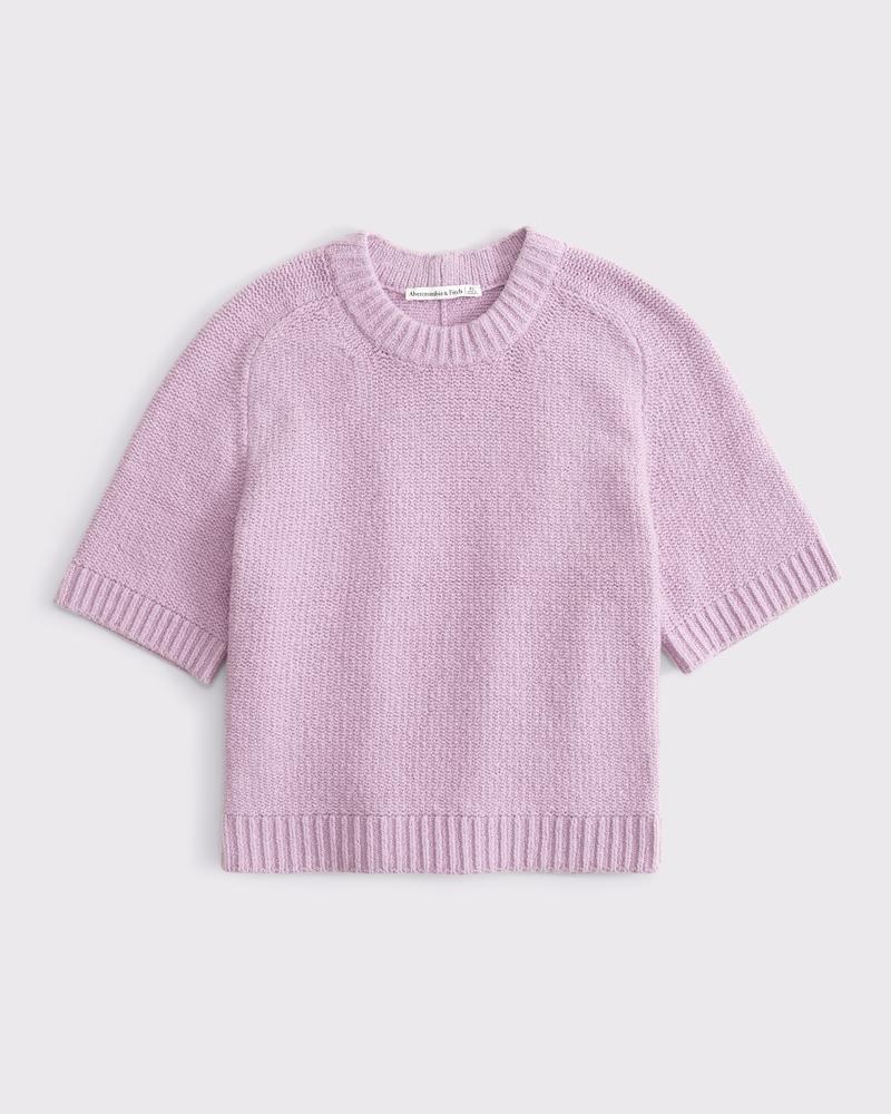 The A&F Madeline Textural Crew Sweater Tee Product Image
