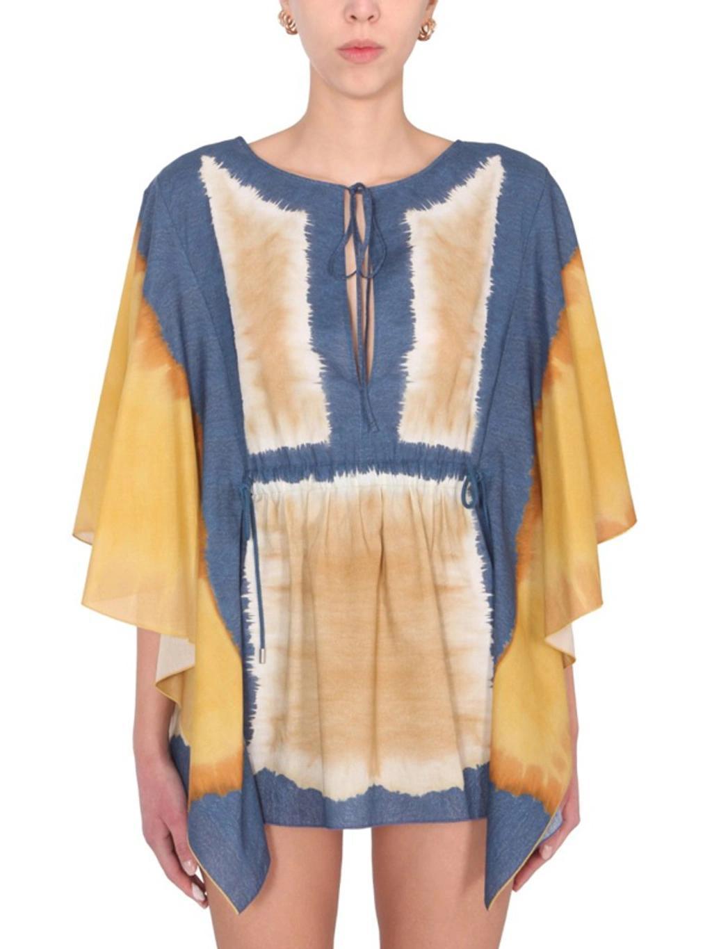 ALBERTA FERRETTI Caftano Tie Dye I Love Summer In Dark Yellow Product Image