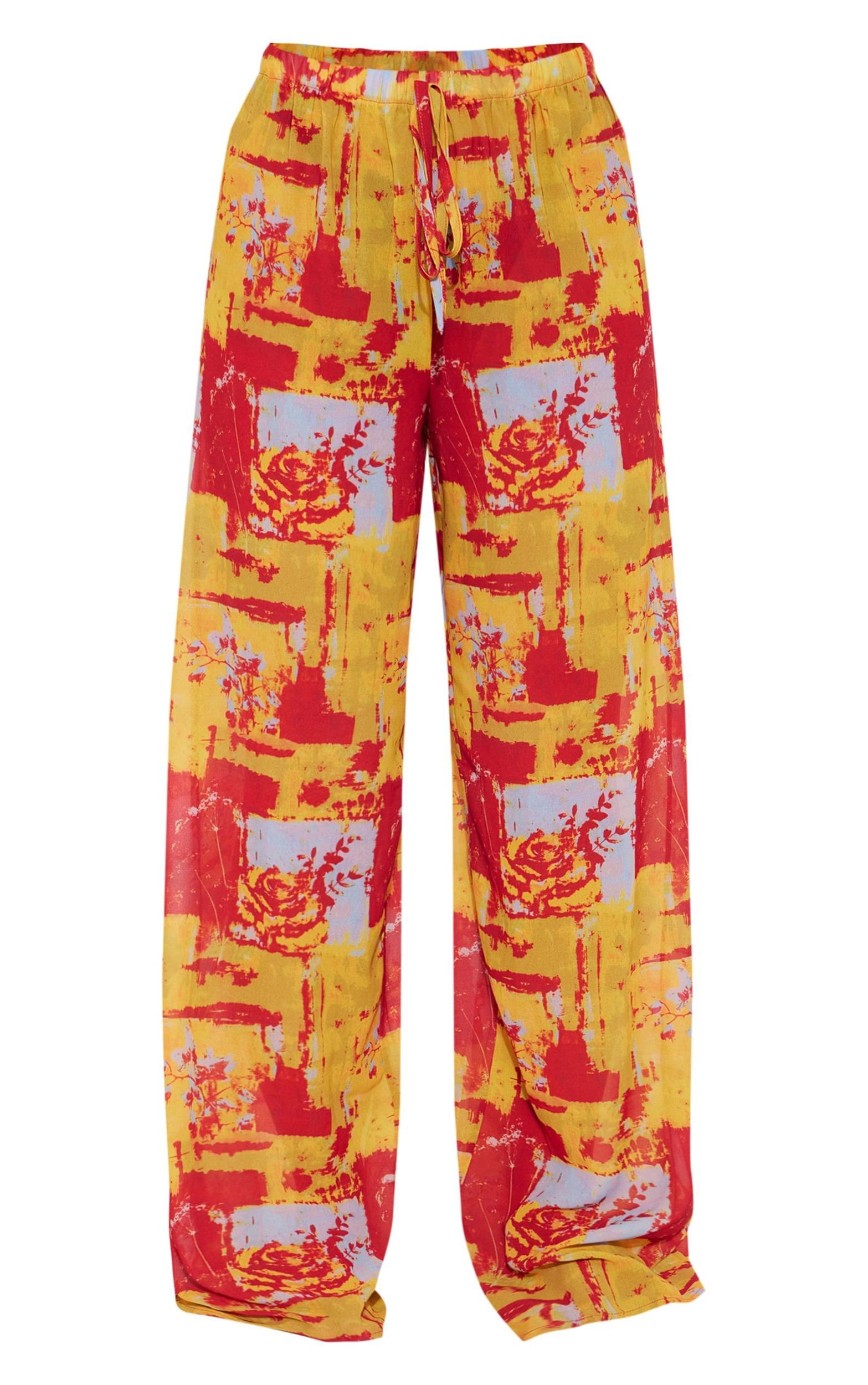 Multi Abstract Print Beach Pants Product Image