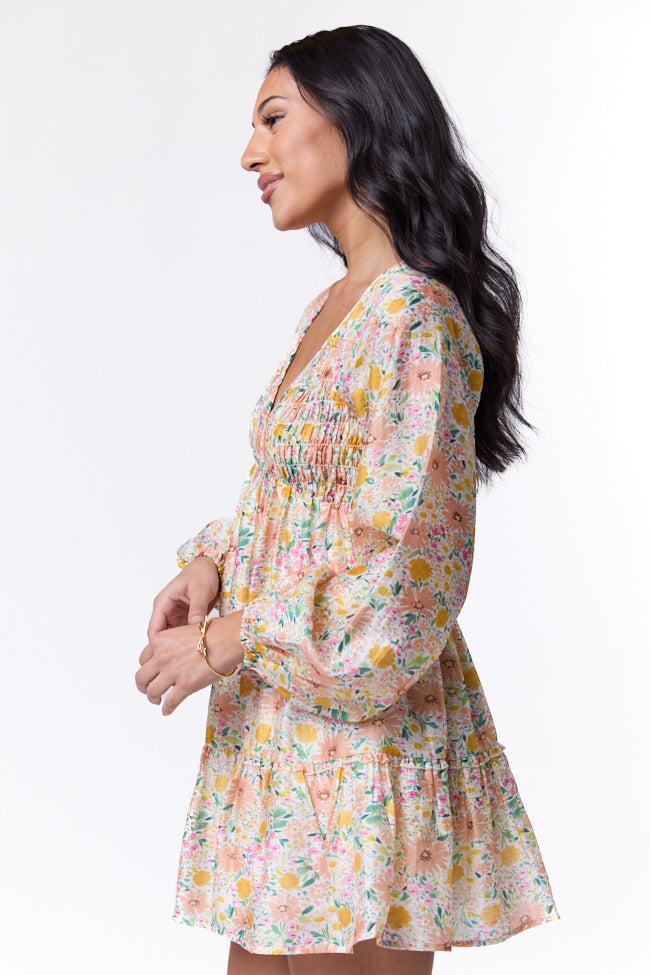 Here We Are Multi Floral Mini Dress FINAL SALE Product Image
