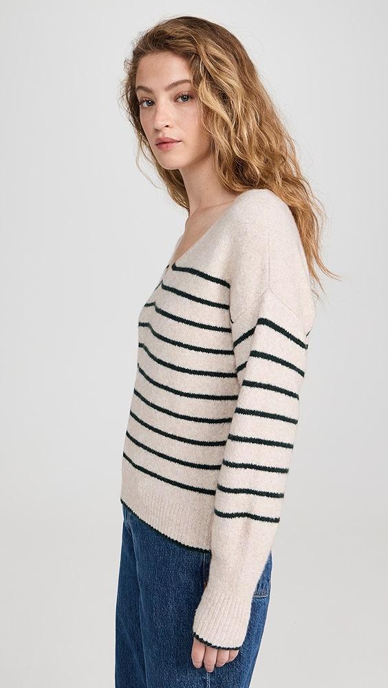 Madewell Stripe Vneck Cozy Cotton Wedged Pullover | Shopbop Product Image