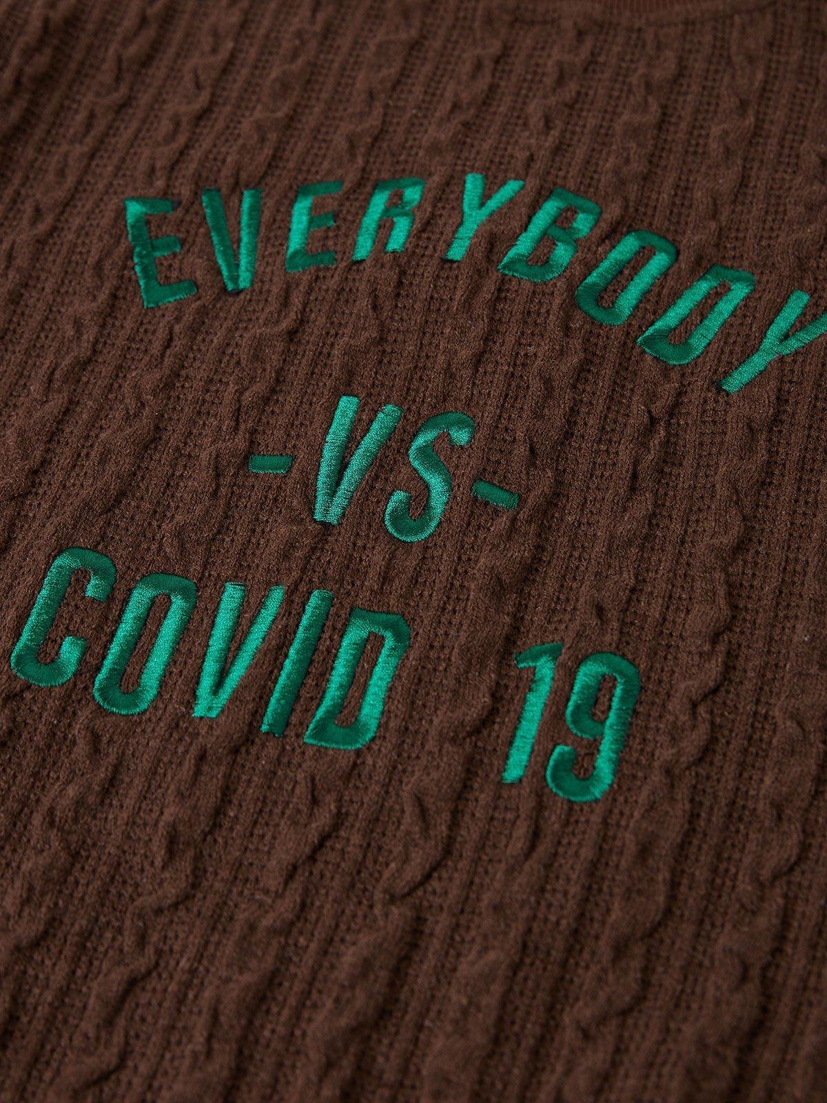 Patchwork Knit Letter Embroidery Sweatshirt Product Image