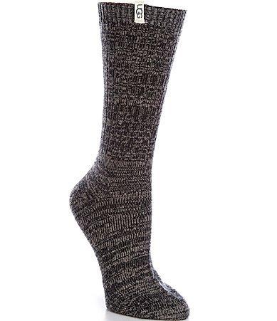 UGG Womens Rib Knit Slouchy Crew Sock Polyester Blend/Recycled Materials Socks in Moss Green/Grassland Product Image