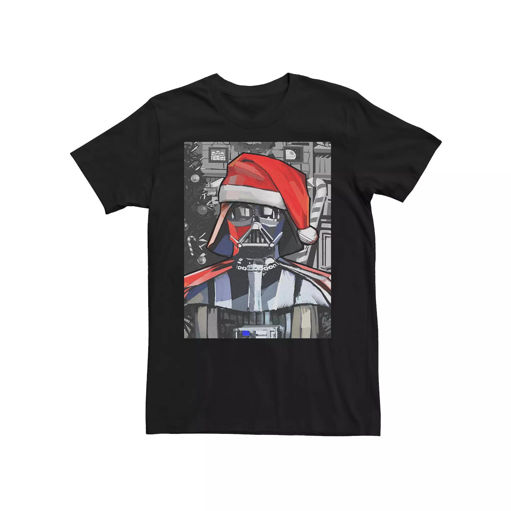 Men's Star Wars Darth Vader Santa Hat Christmas Painting Poster Tee, Size: XXL, Black Product Image