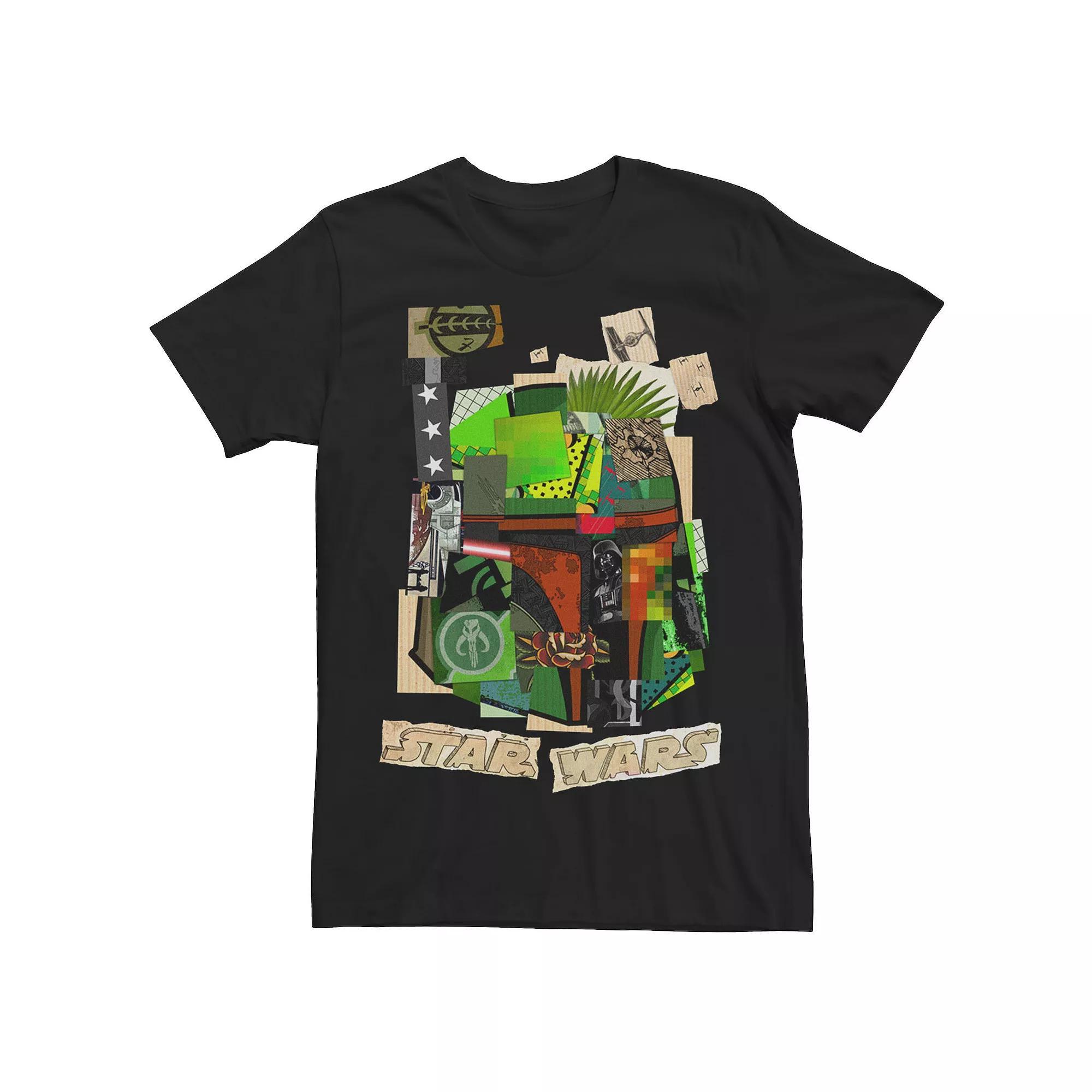 Men's Star Wars Boba Fett Cutout Collage Tee, Size: Medium, Black Product Image