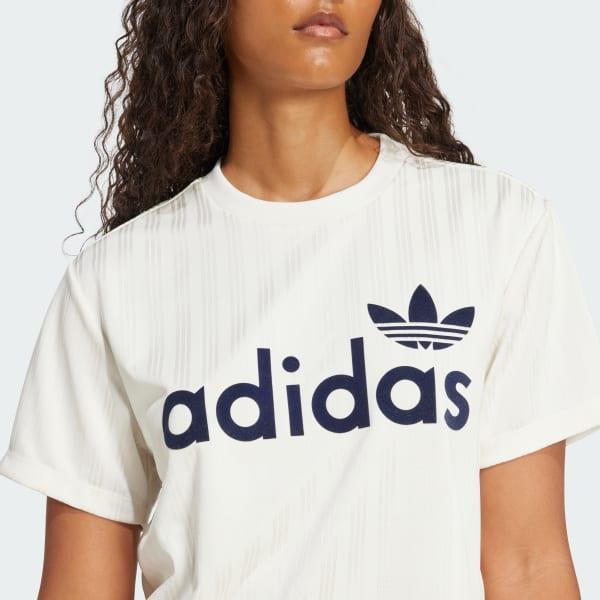 adidas Linear Graphic Boyfriend Tee Off White 2XS Womens Product Image