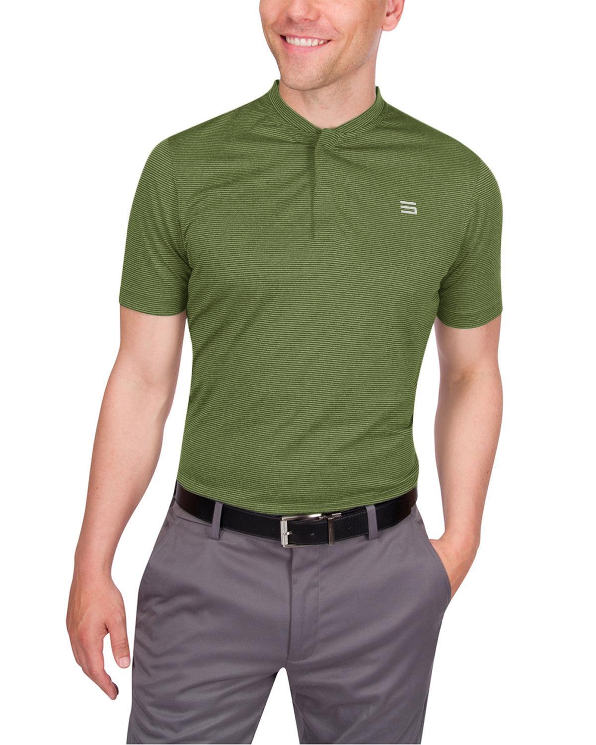 Three Sixty Six Men's Thin-Striped Collarless Golf Polos Product Image