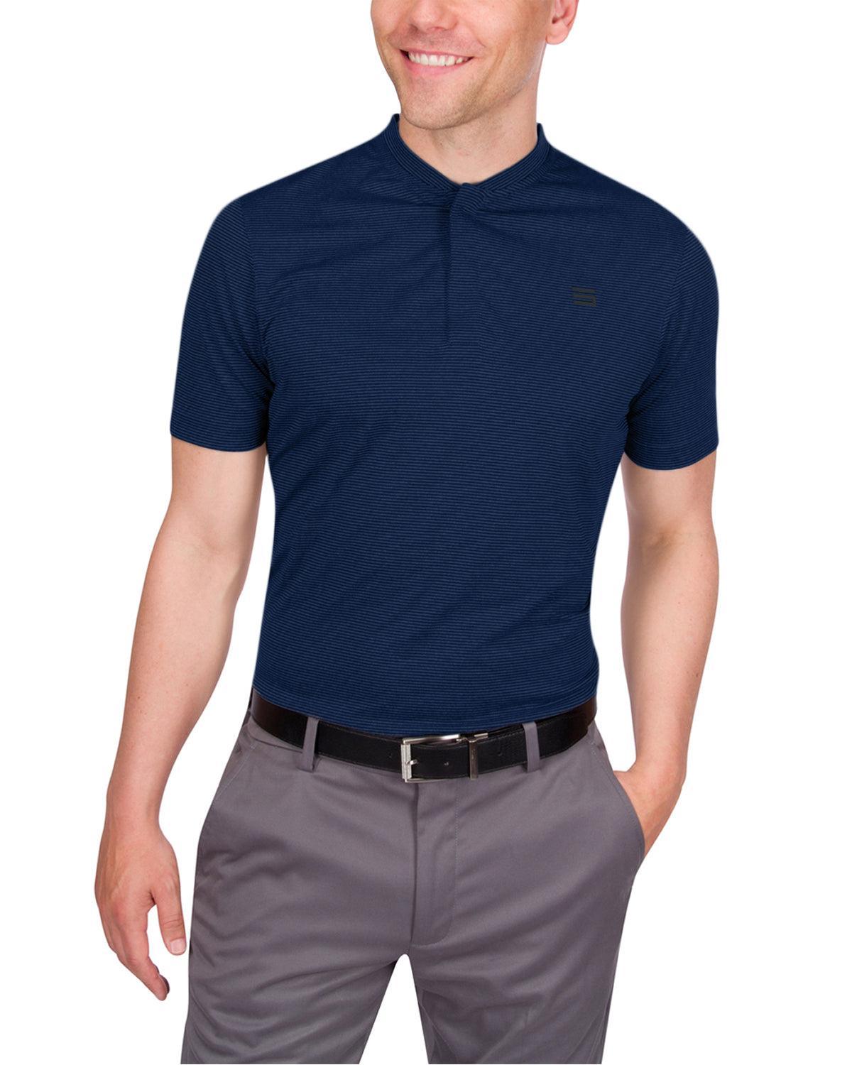 Three Sixty Six Men's Thin-Striped Collarless Golf Polos Product Image