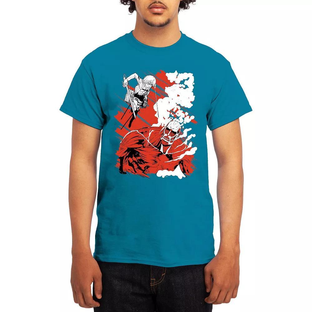 Men's Attack on Titan Titan Silhouette Sunset Tee, Size: Large, Turquoise Product Image