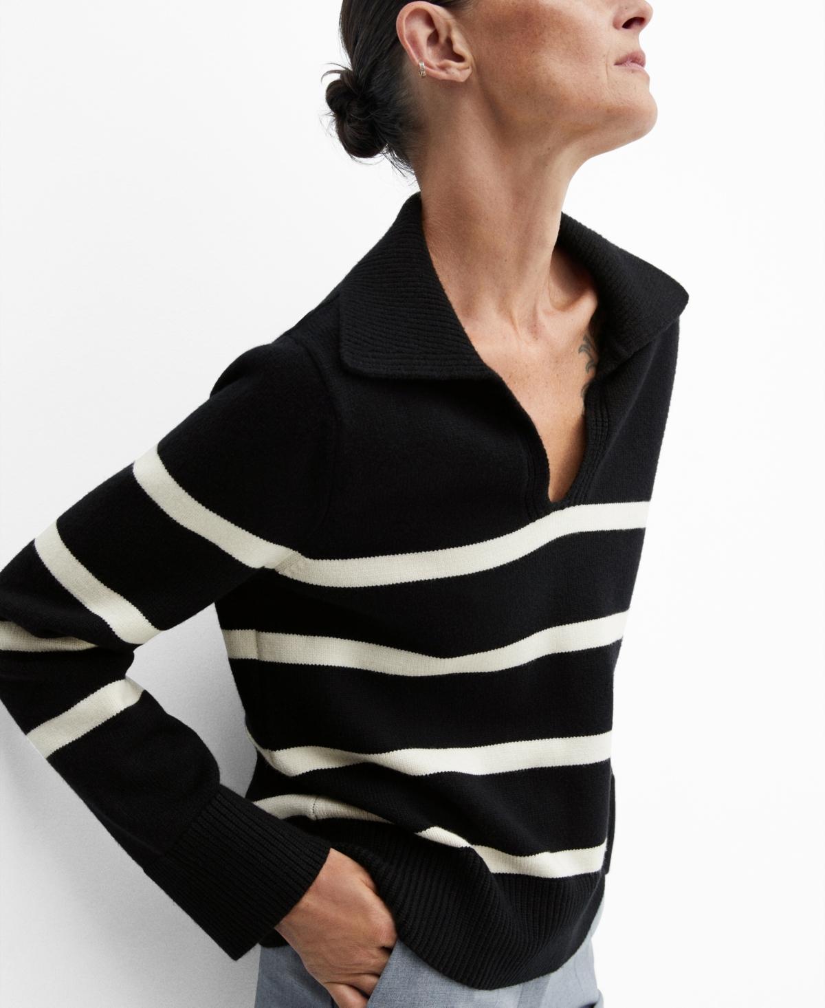 Mango Womens Striped Polo Neck Sweater Product Image