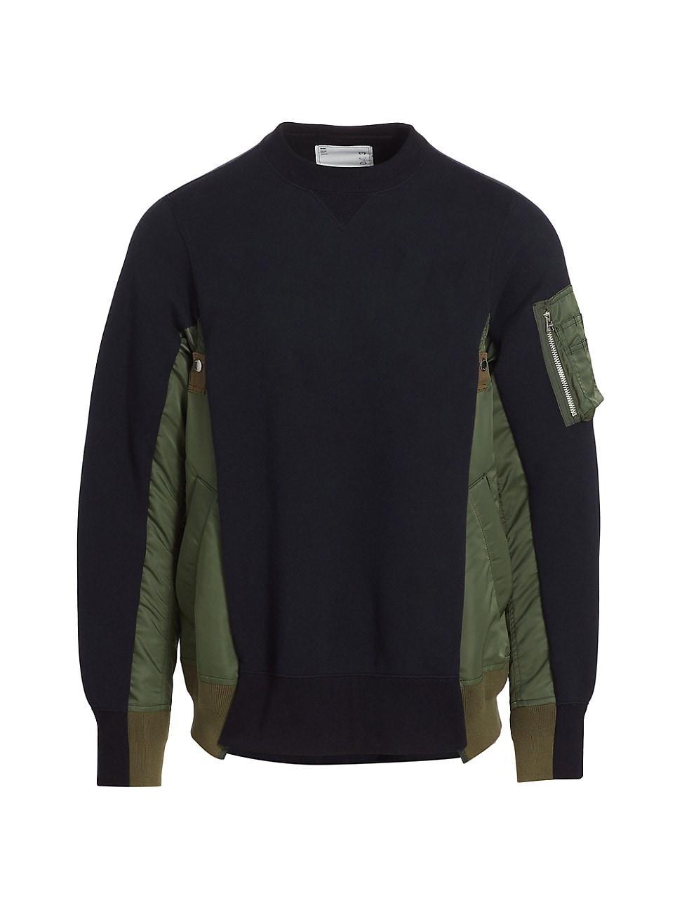 Mens Sponge Sweat Mixed-Media Twill Sweater Product Image