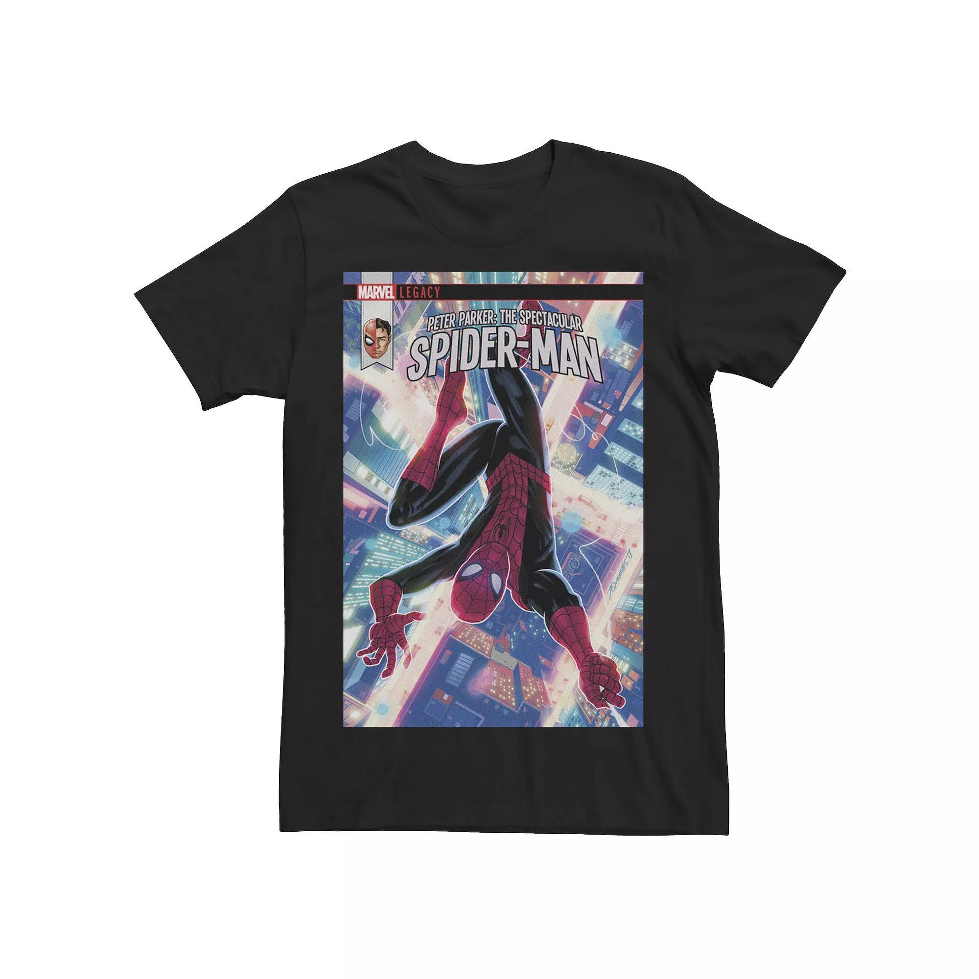Mens Marvel Spider-Man City Lights Comic Cover Tee Product Image