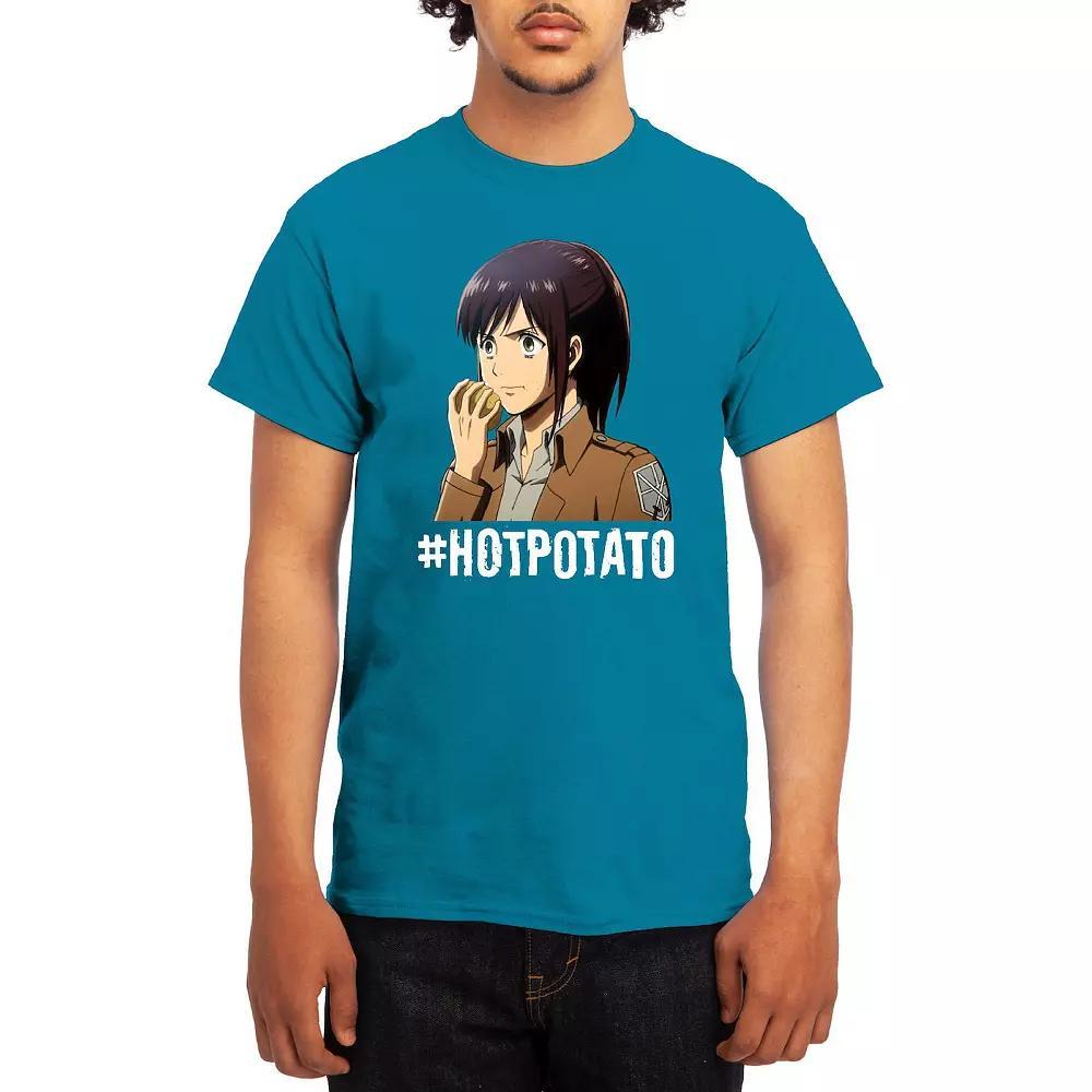 Mens Attack on Titan Hot Potato Tee Grey Red Product Image