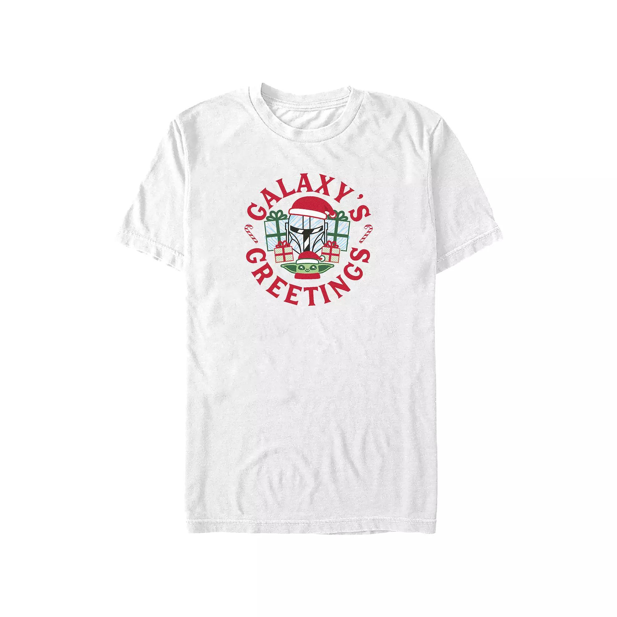 Big & Tall Star Wars The Mandalorian Galaxy's Greetings Graphic Tee, Men's, Size: 4XL Tall, White Product Image
