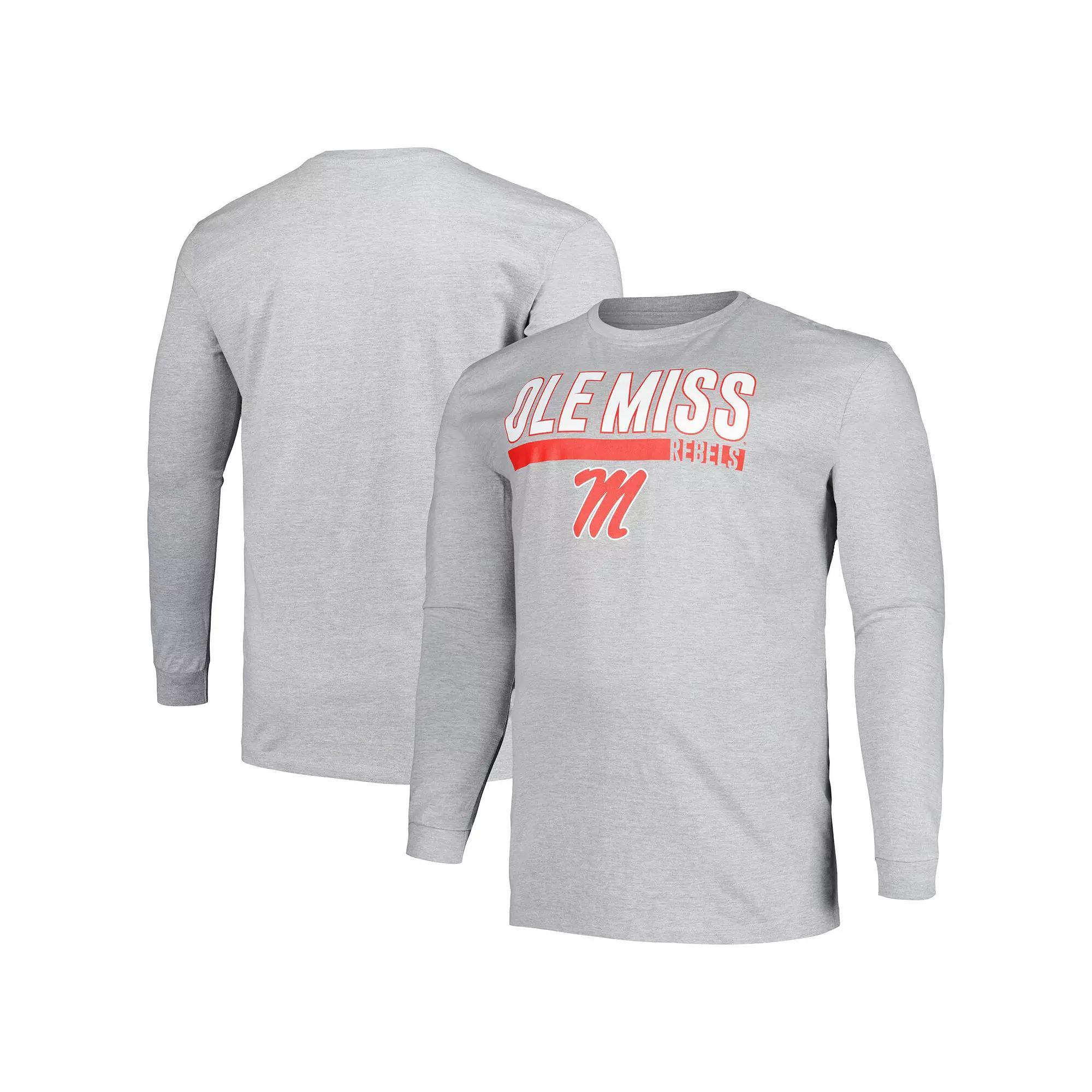 Men's Profile Gray Ole Miss Rebels Big & Tall Two-Hit Long Sleeve T-Shirt, Size: 4XB, Grey Product Image