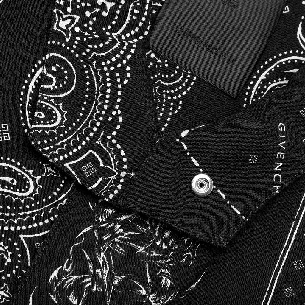 Zip/Snap S/S Printed Shirt - Black/White Male Product Image