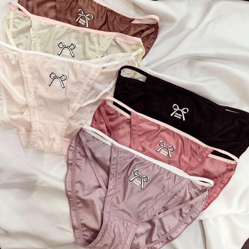 Lettering Bow Print Bikini Panties Product Image