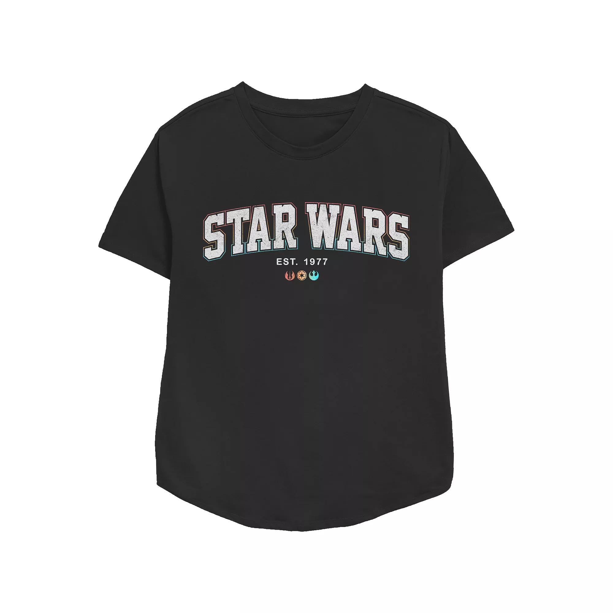 Women's Star Wars Est. 1977 Relaxed Fit Graphic Tee, Girl's, Size: Small, Black Product Image