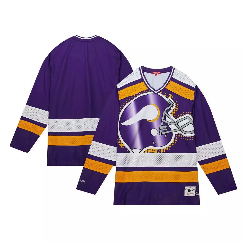 Women's Mitchell & Ness Purple Minnesota Vikings Big Face 7.0 Long Sleeve Jersey T-Shirt, Size: Large Product Image