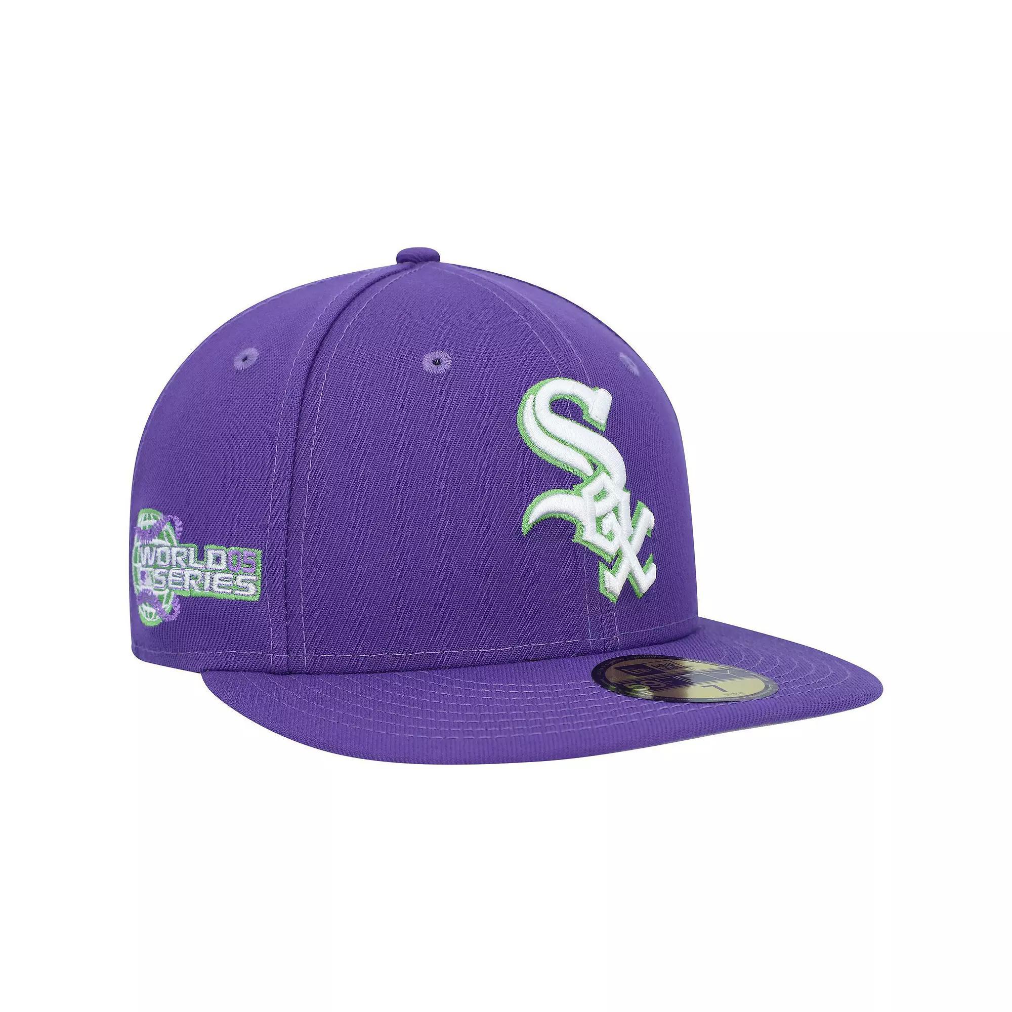 Men's New Era Purple Chicago White Sox Lime Side Patch 59FIFTY Fitted Hat, Size: 7 3/4 Product Image