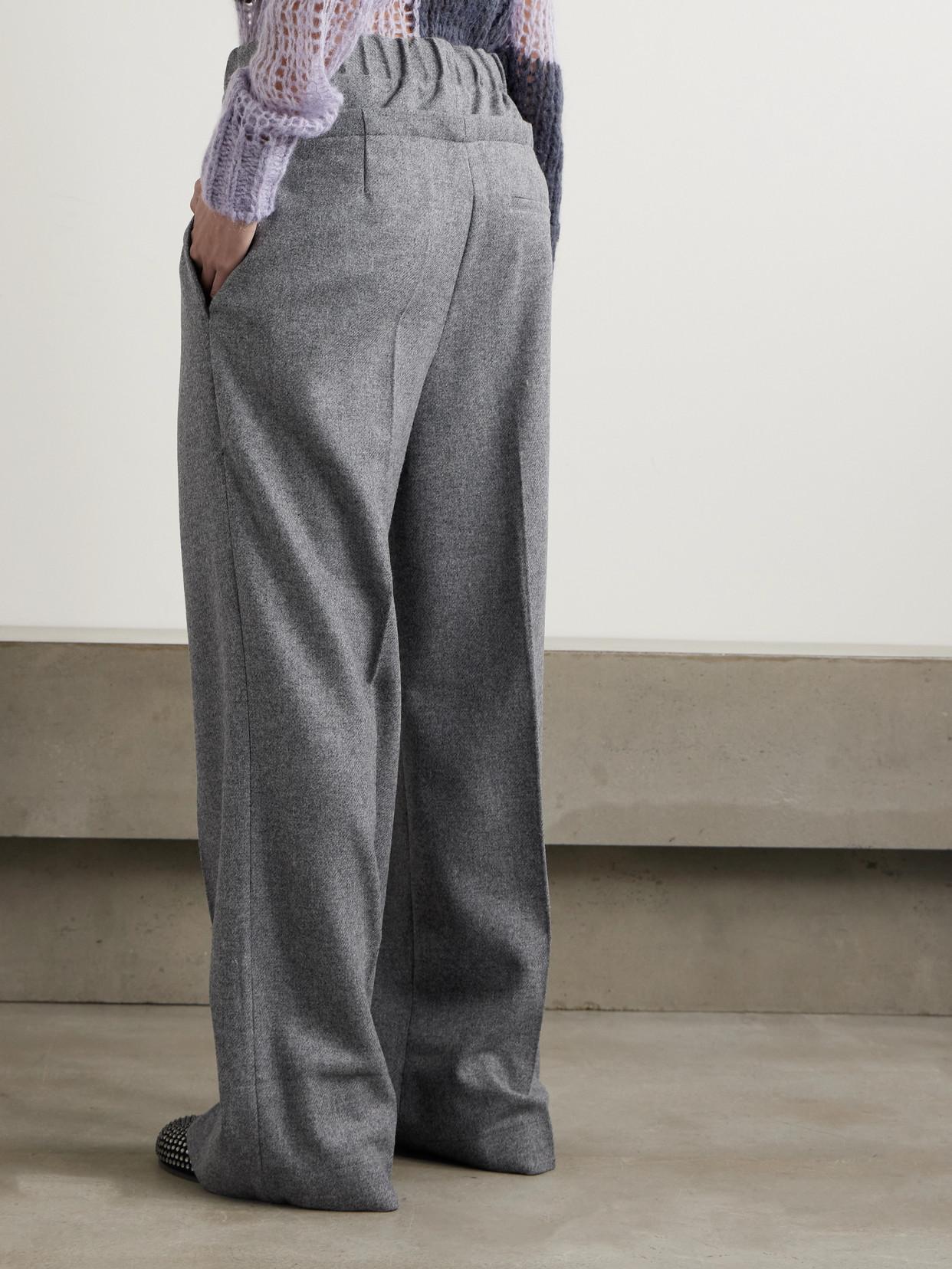 JW ANDERSON Layered Pleated Wool-flannel Pants In Gray Product Image