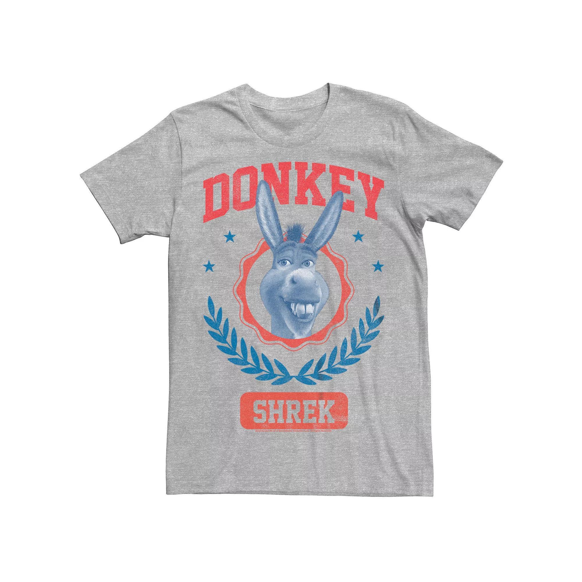 Men's Shrek Varsity Style Donkey Badge Graphic Tee, Size: XXL, Athletic Grey Product Image