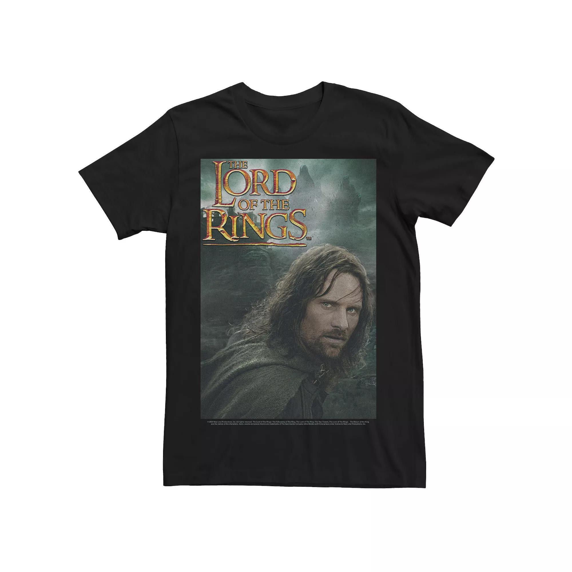Men's Lord Of The Rings Aragon Poster Photo Real Tee, Size: Medium, Black Product Image