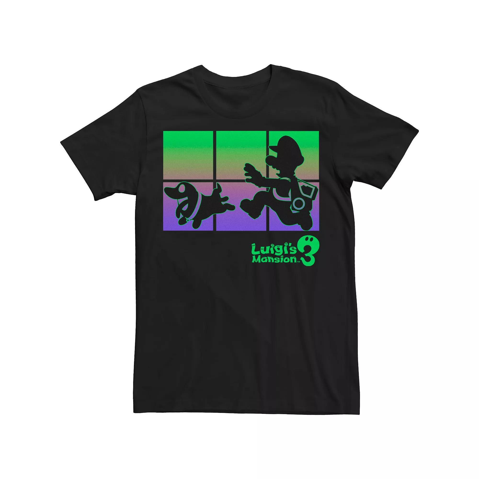 Big & Tall Luigi's Mansion 3 Luigi And Polterpup Silhouette Tee, Men's, Size: XL Tall, Black Product Image