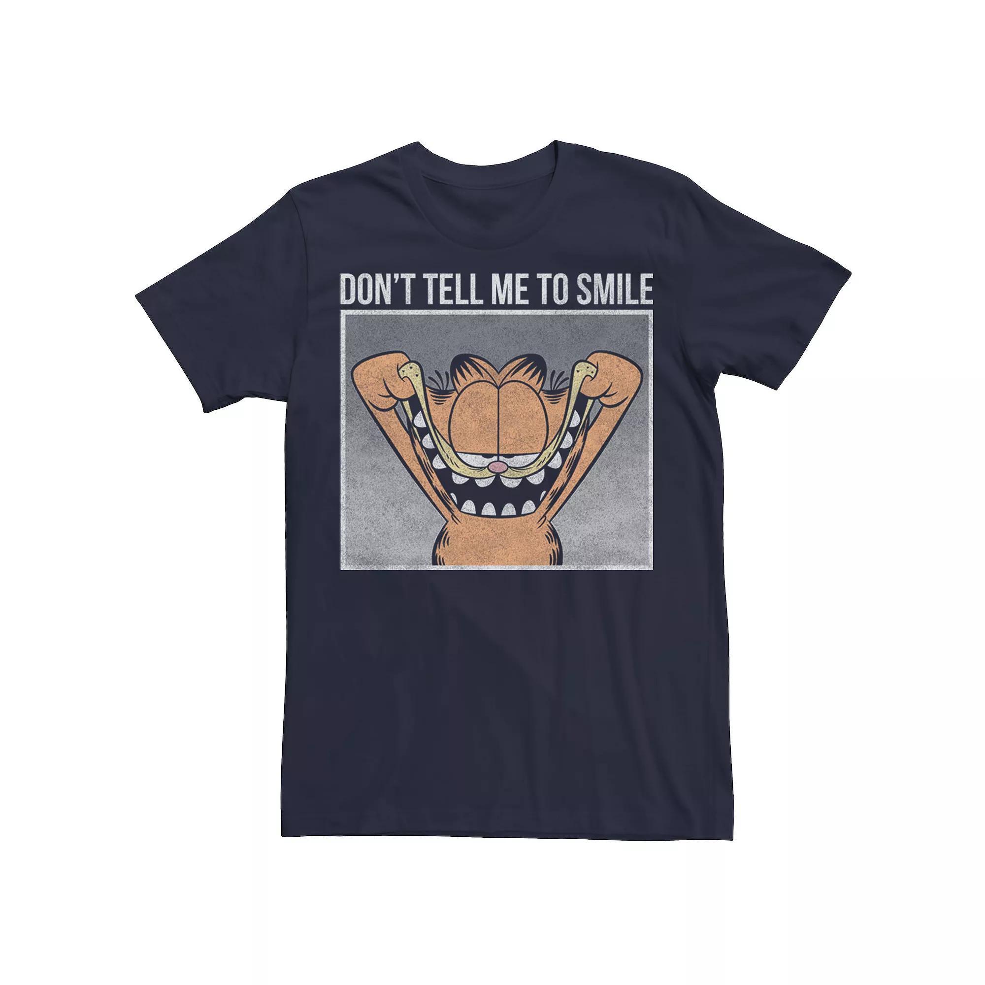 Men's Garfield Smile Text Memes Tee, Size: Large, Blue Product Image