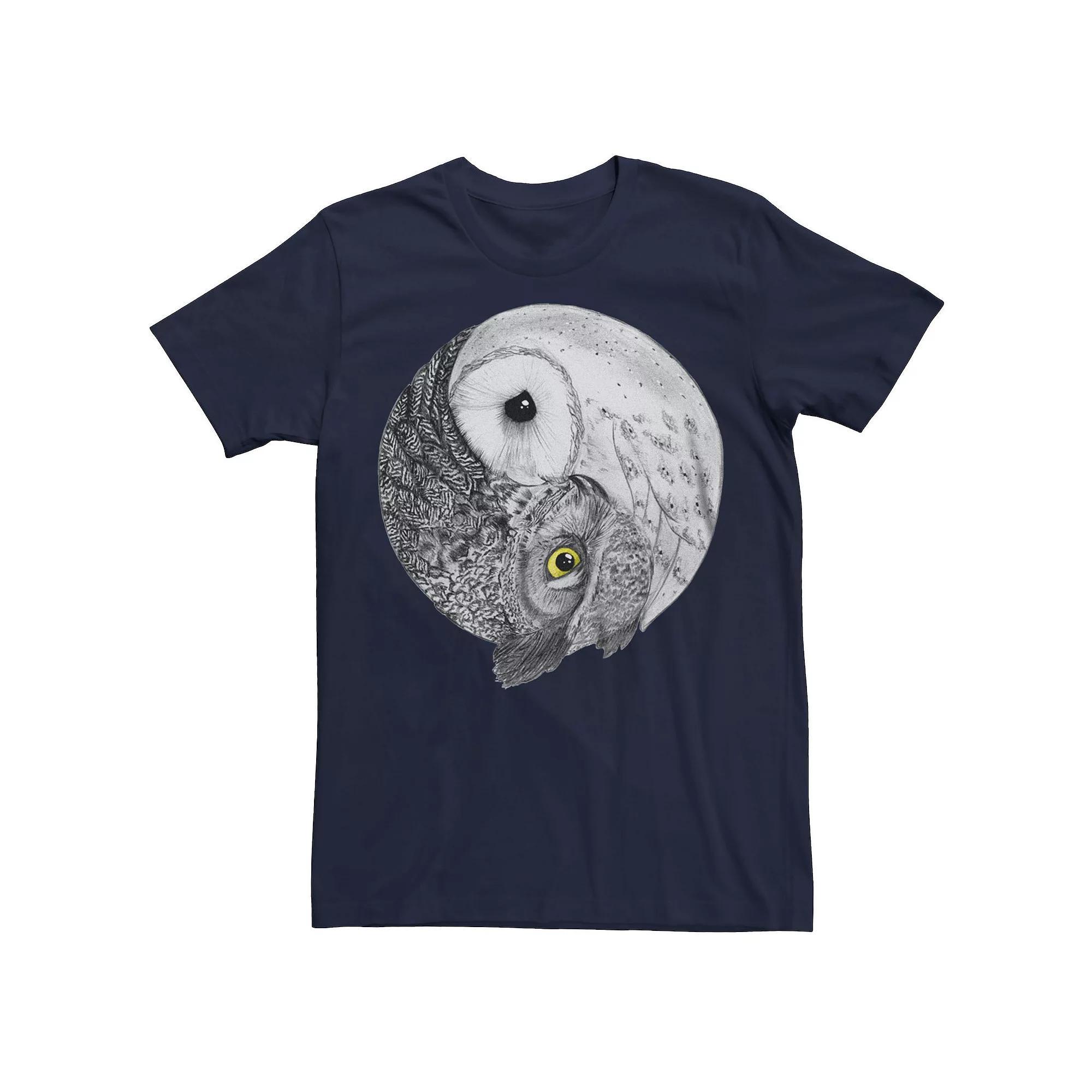 Men's Owls Yin Yang Symbol Graphic Tee, Size: Small, Red Product Image