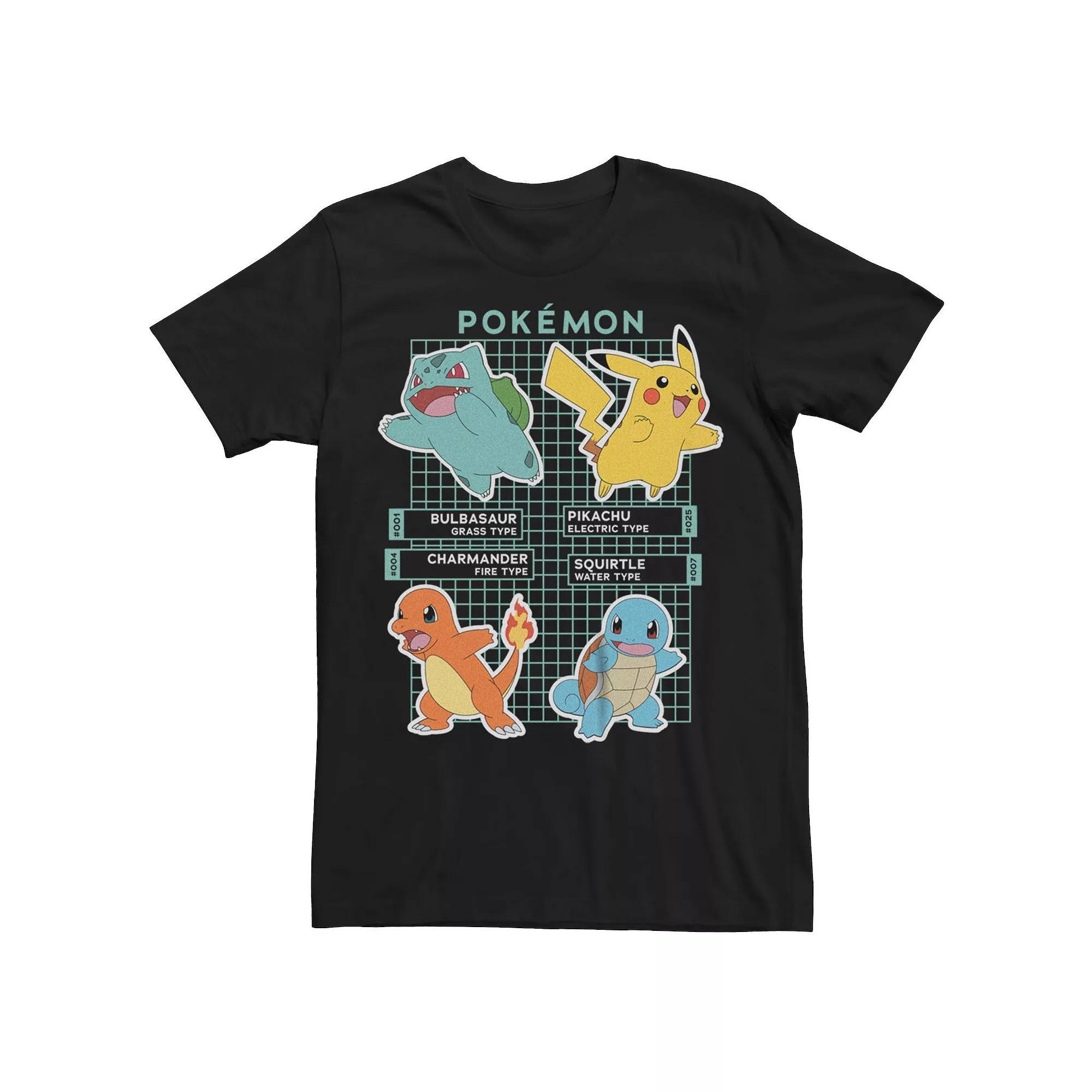 Men's Pokemon Starters Grid Tee, Size: Medium, Black Product Image