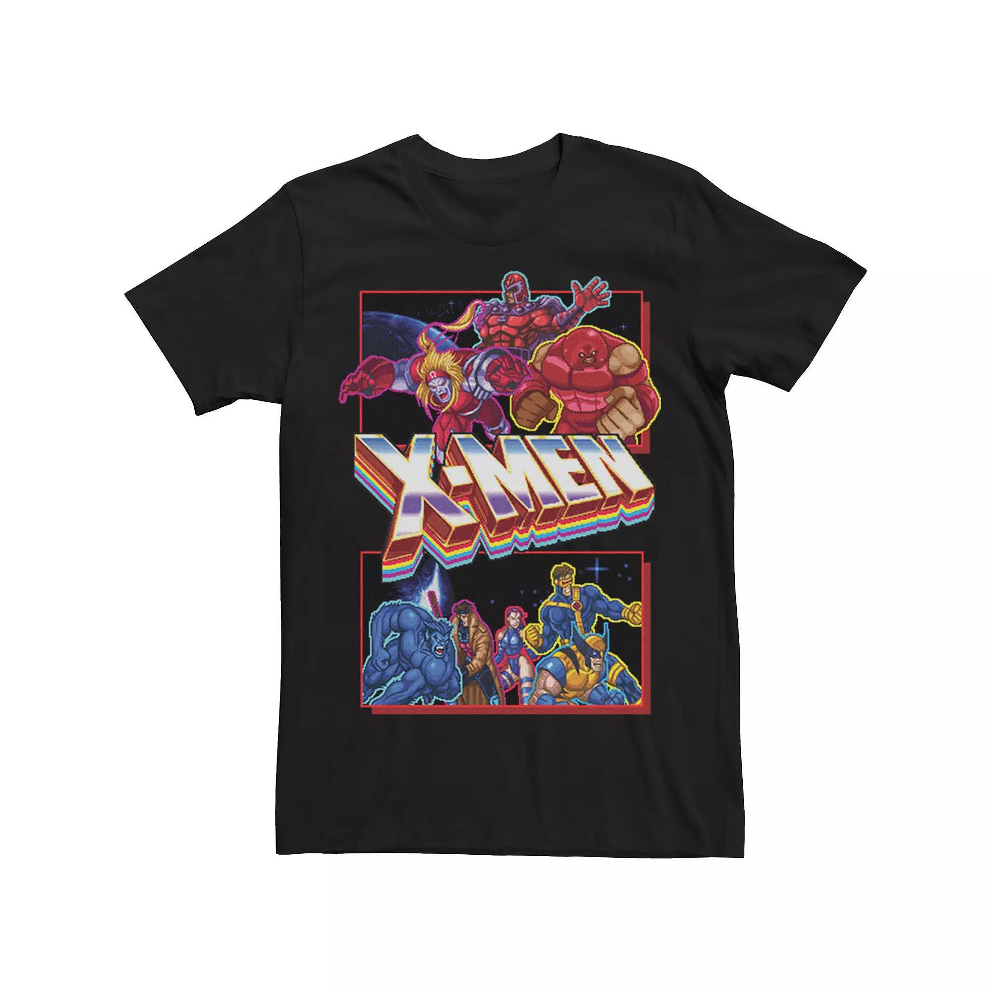 Big & Tall Marvel X-Men Retro Video Game Logo Panels Tee, Men's, Size: 4XL, Black Product Image