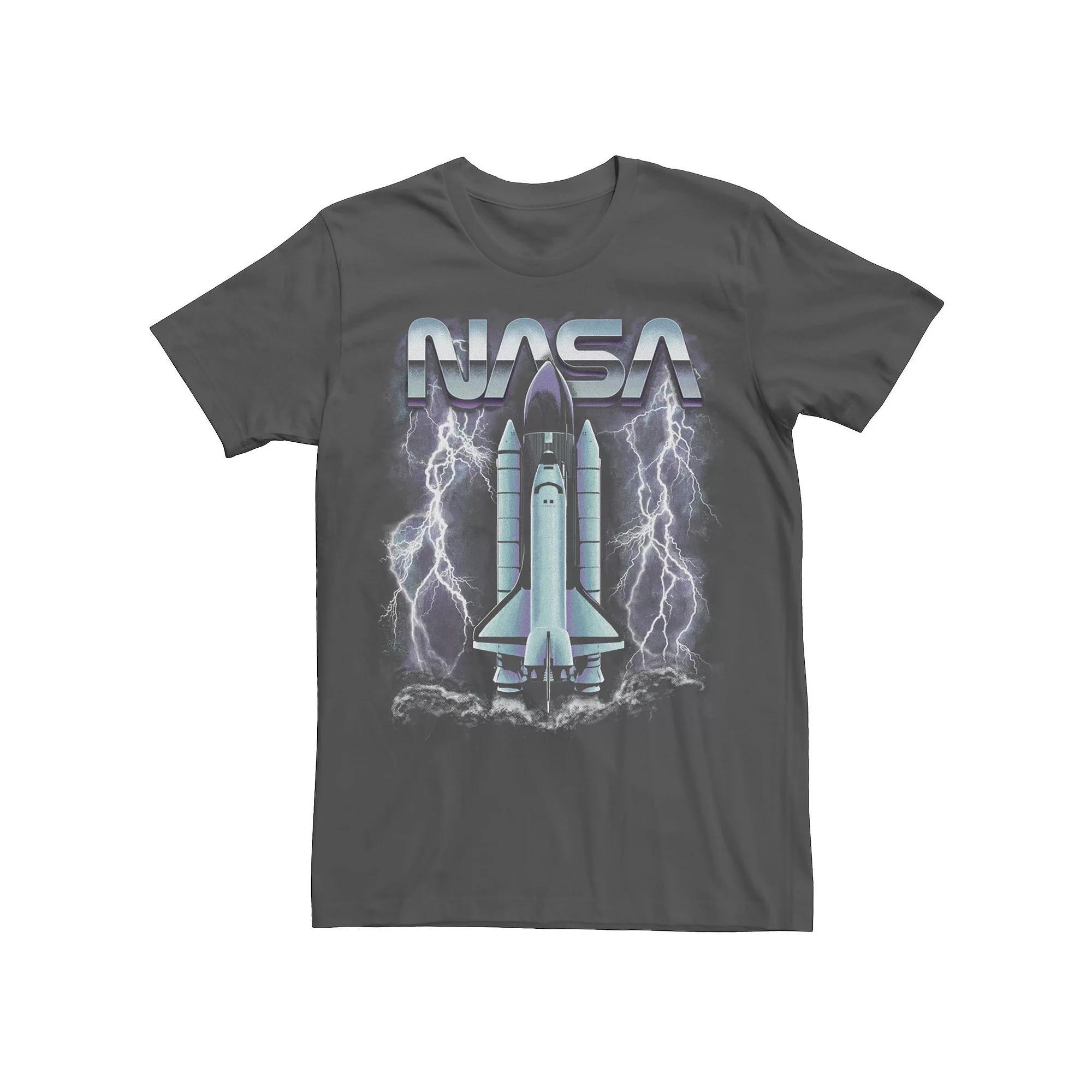 Men's NASA Rocket Ship Struck By Lightning Graphic Tee, Size: Medium, Grey Product Image