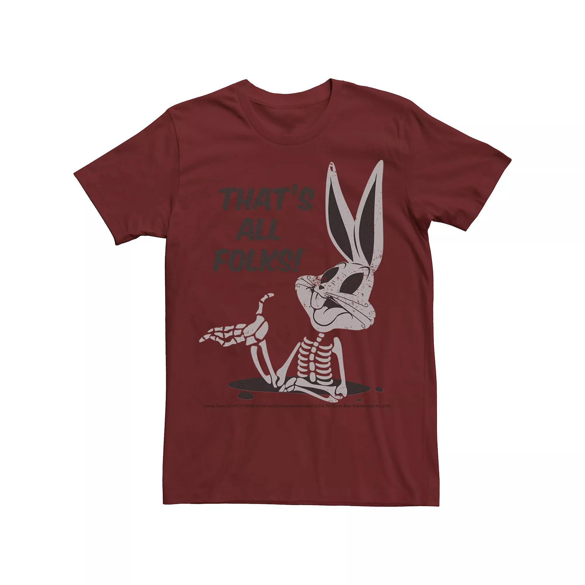 Men's Looney Tunes Bugs Bunny That's All Folks Tee, Size: XL, Red Product Image