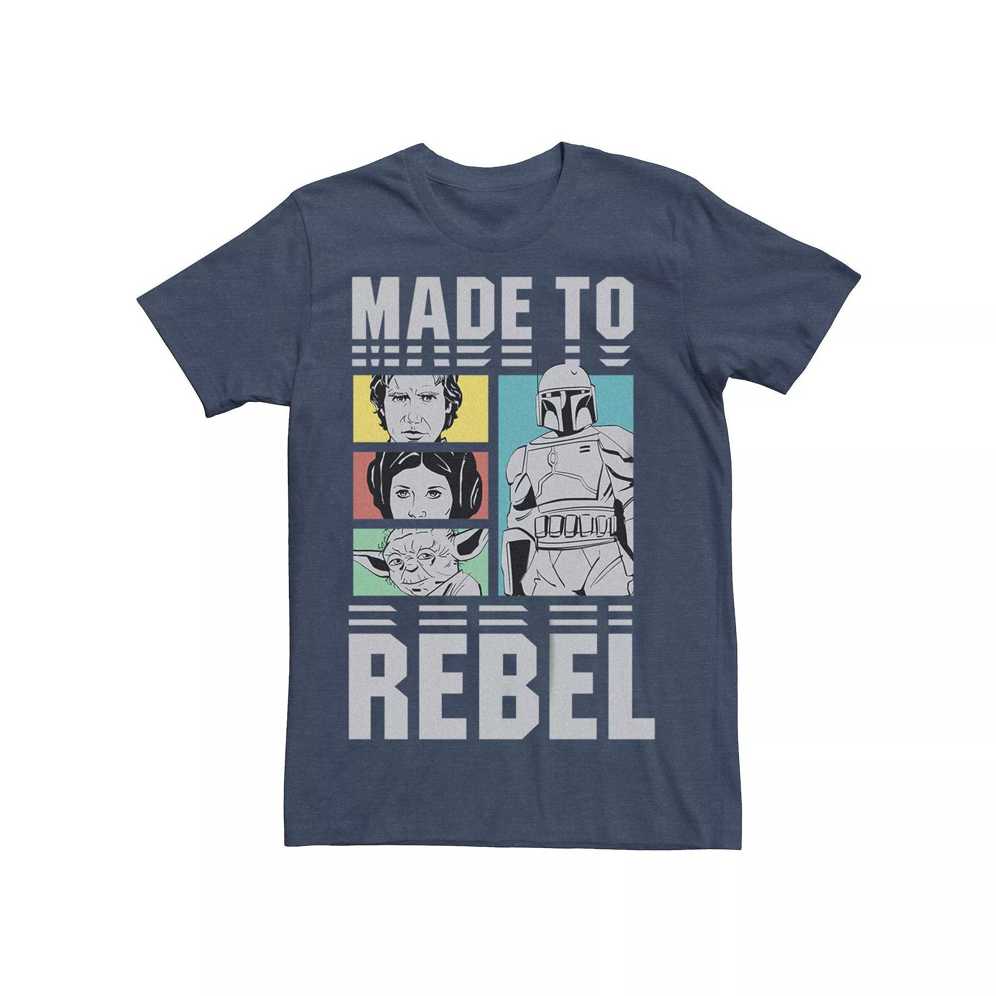 Men's Star Wars Made To Rebel Characters Tee, Size: Small, Navy Grey Product Image