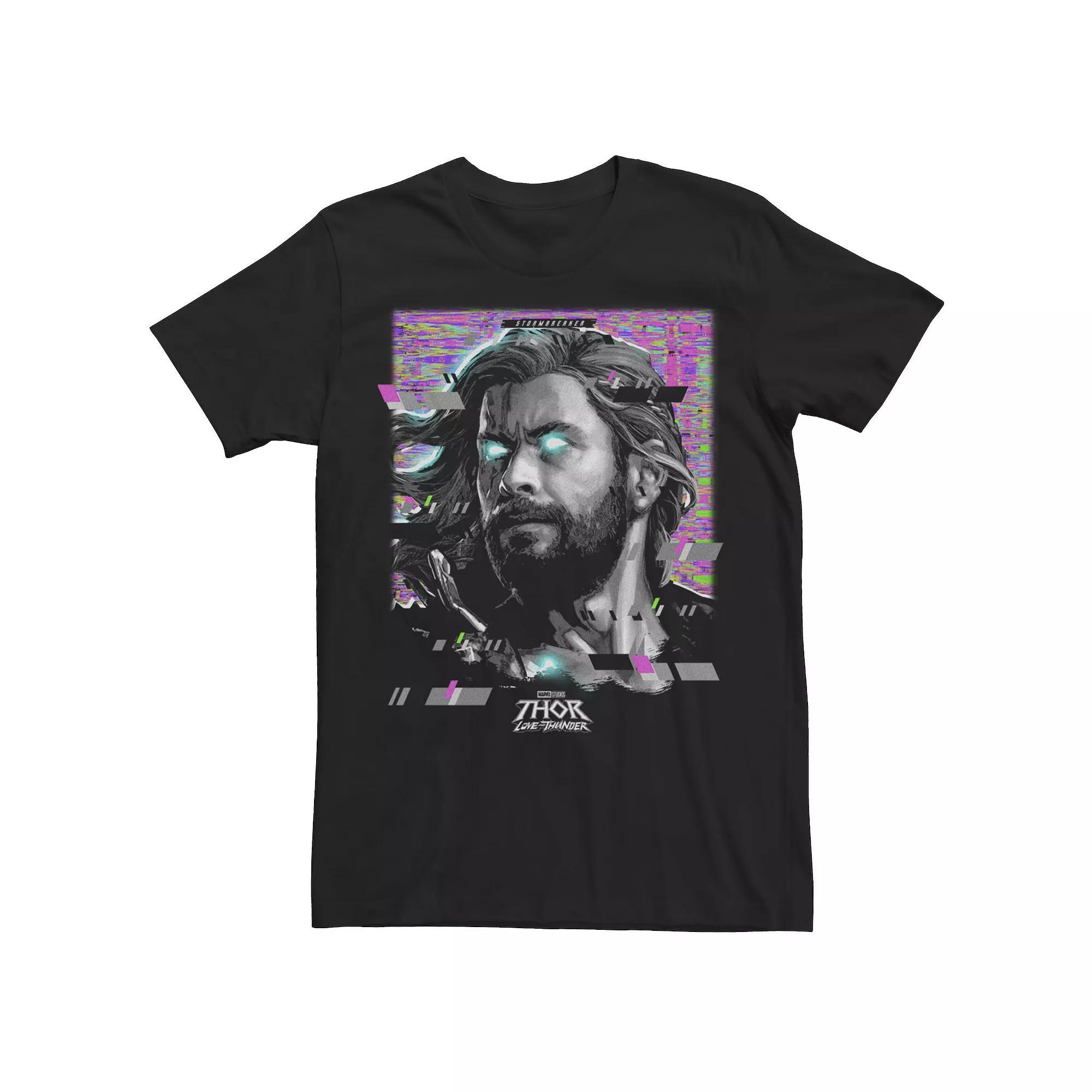 Mens Marvel Thor Love And Thunder Glitching Thor Face Portrait Tee Product Image