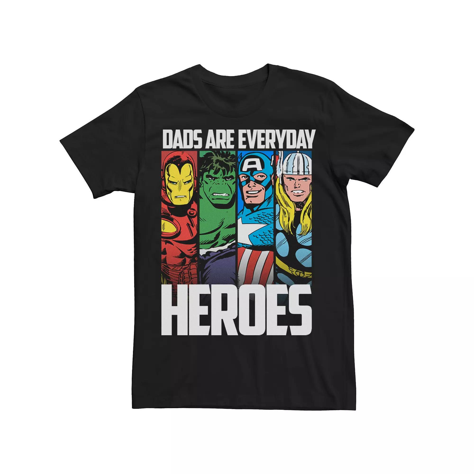 Big & Tall Marvel Avengers Father's Day Everyday Heroes Tee, Men's, Size: 3XL Tall, Black Product Image
