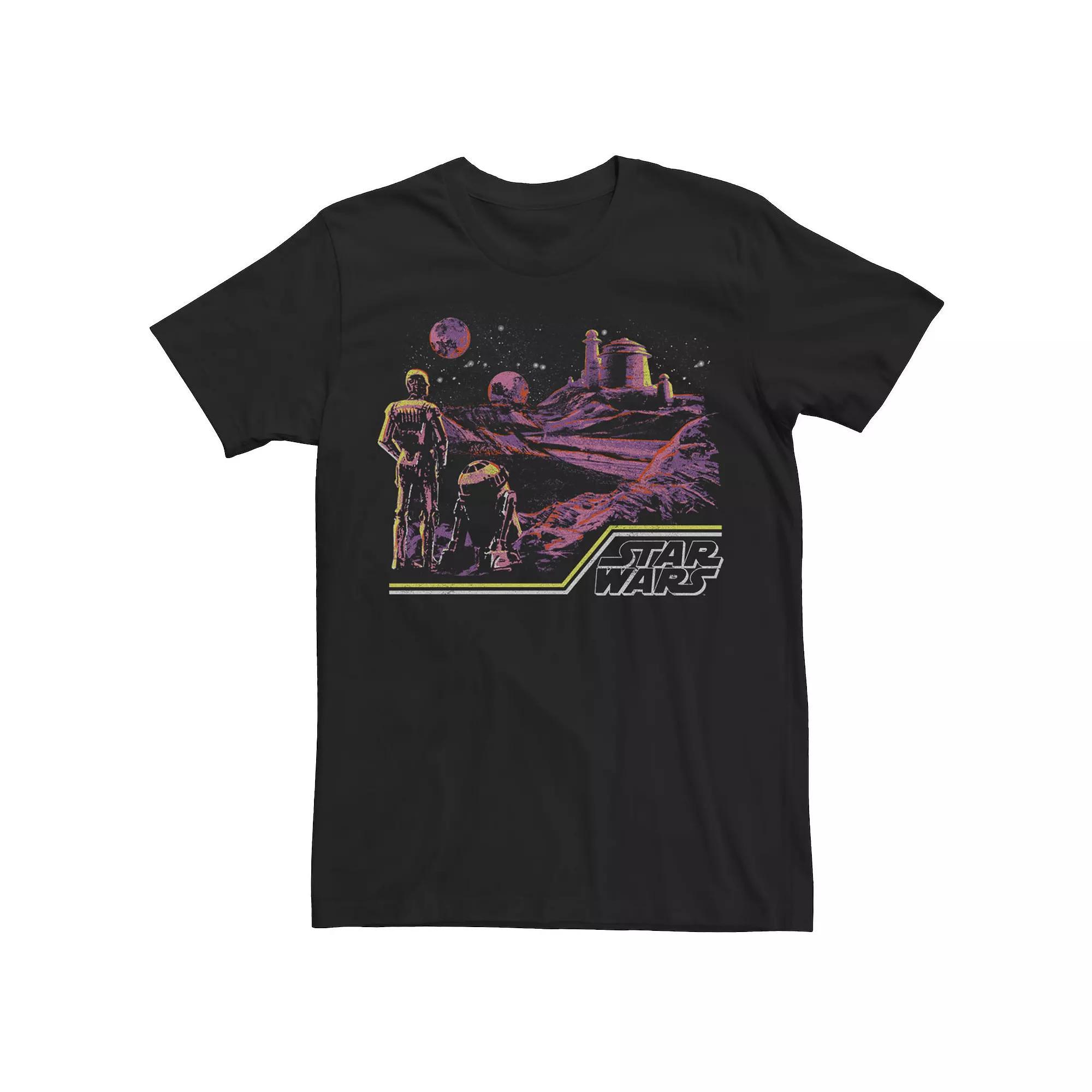 Men's Star Wars R2-D2 & C-3PO Dark Landscape Portrait Tee, Size: Large, Black Product Image
