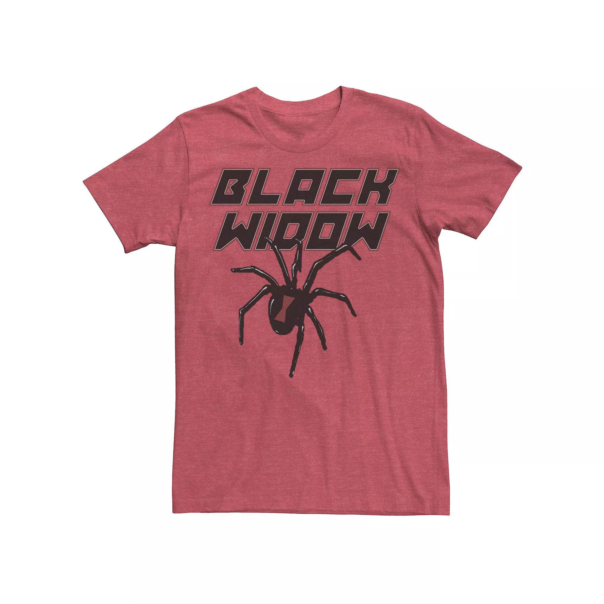 Men's Black Widow Name Logo Graphic Tee, Size: Medium, Red Grey Product Image