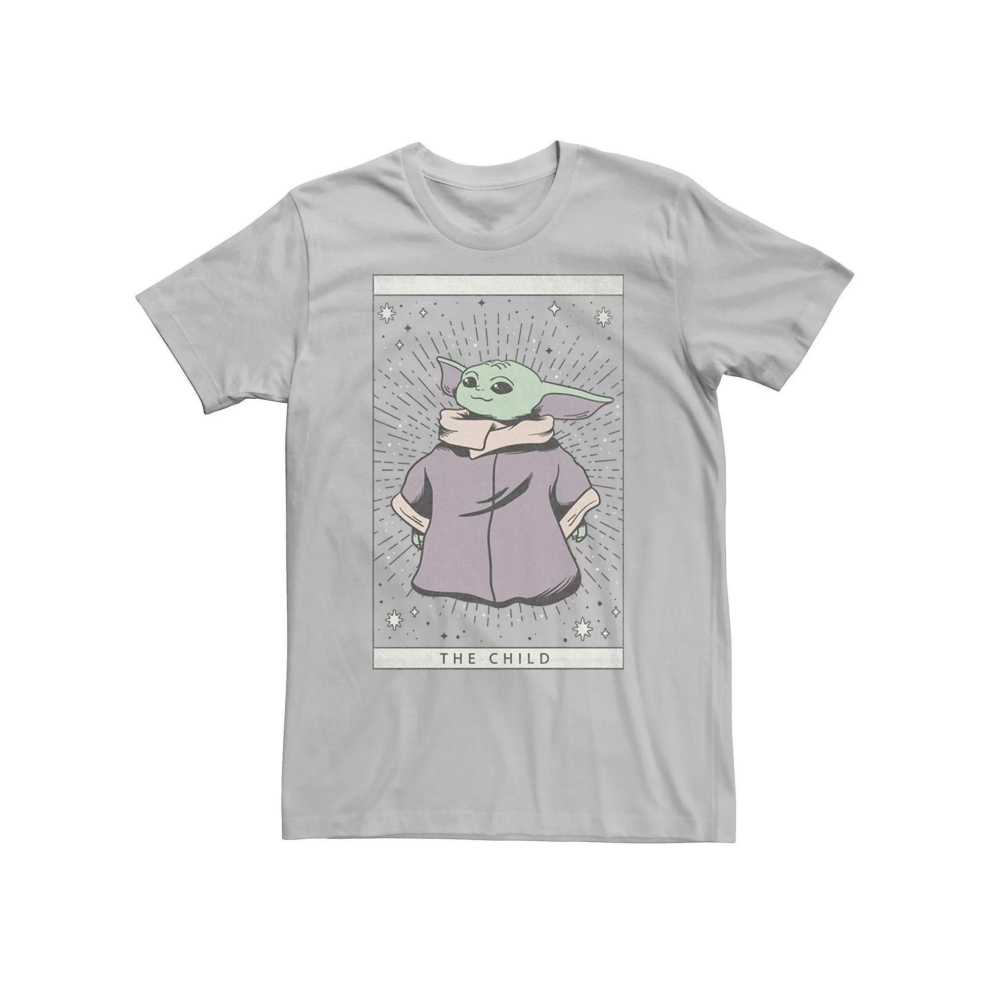 Men's Star Wars The Mandalorian The Child Tarot Card Tee, Size: Medium, Silver Product Image