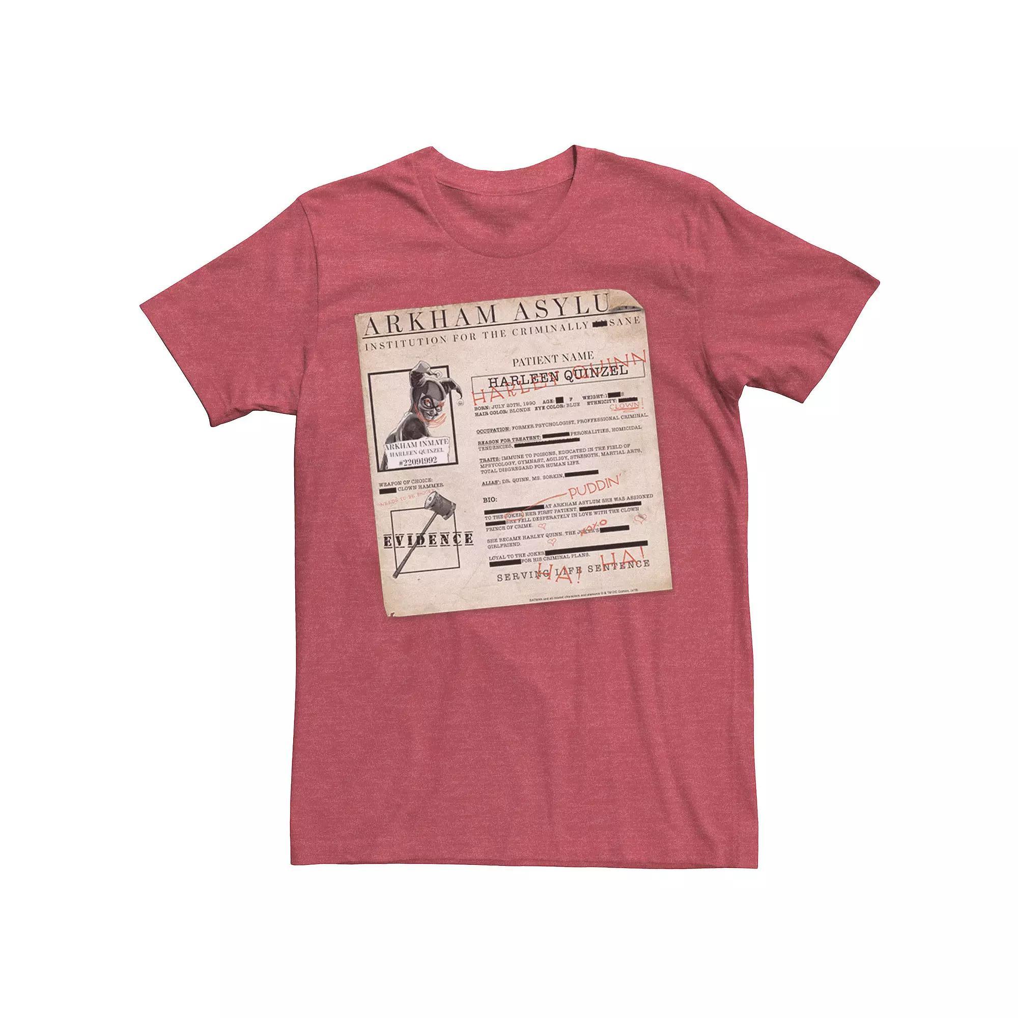 Men's Batman Harley Quinn Akham Asylum Records Tee, Size: XXL, Grey Product Image