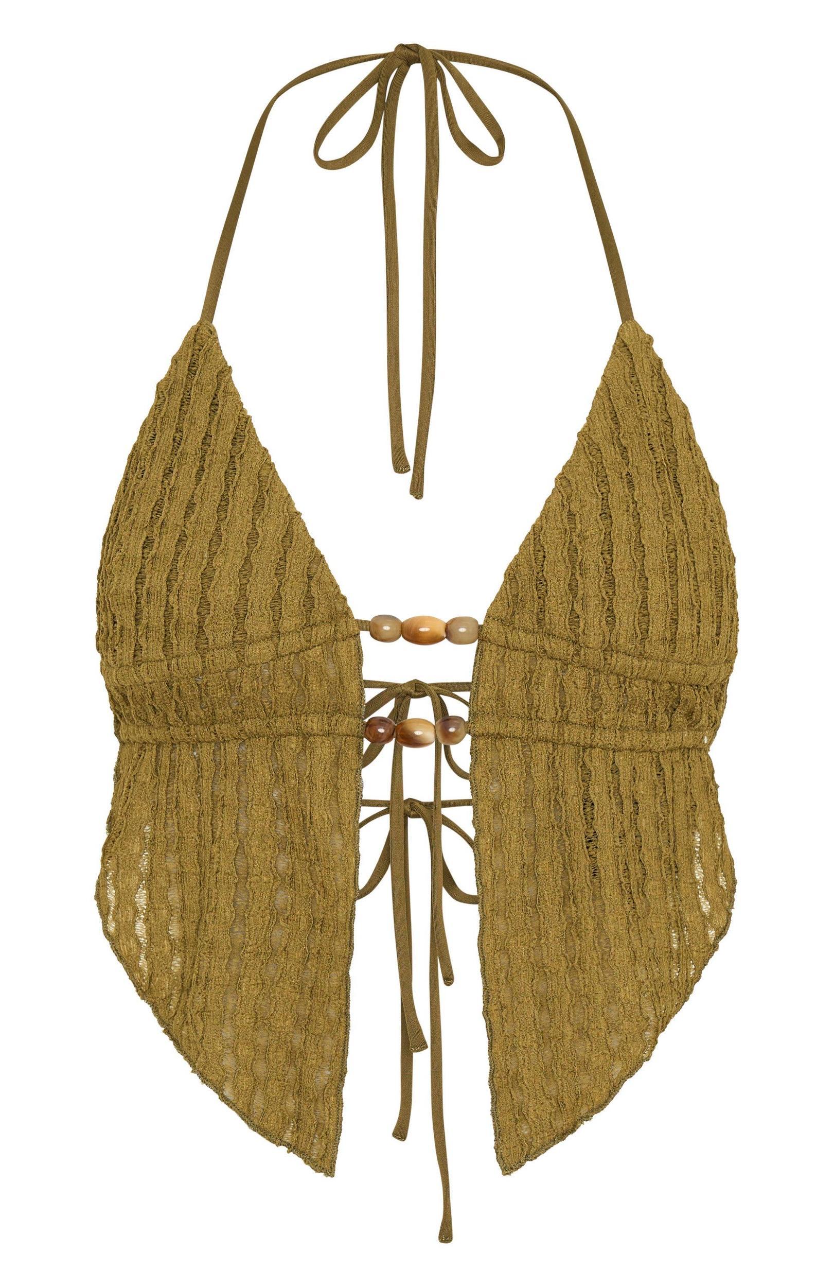Kept Secrets Halter Top Khaki Green Product Image