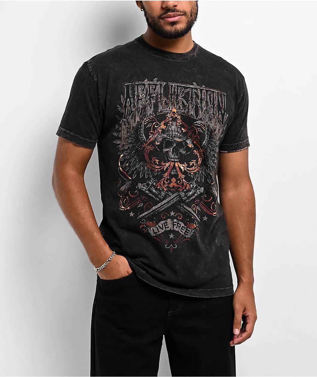 Affliction Duster Black Lava Wash Brown Reversible T-Shirt Product Image