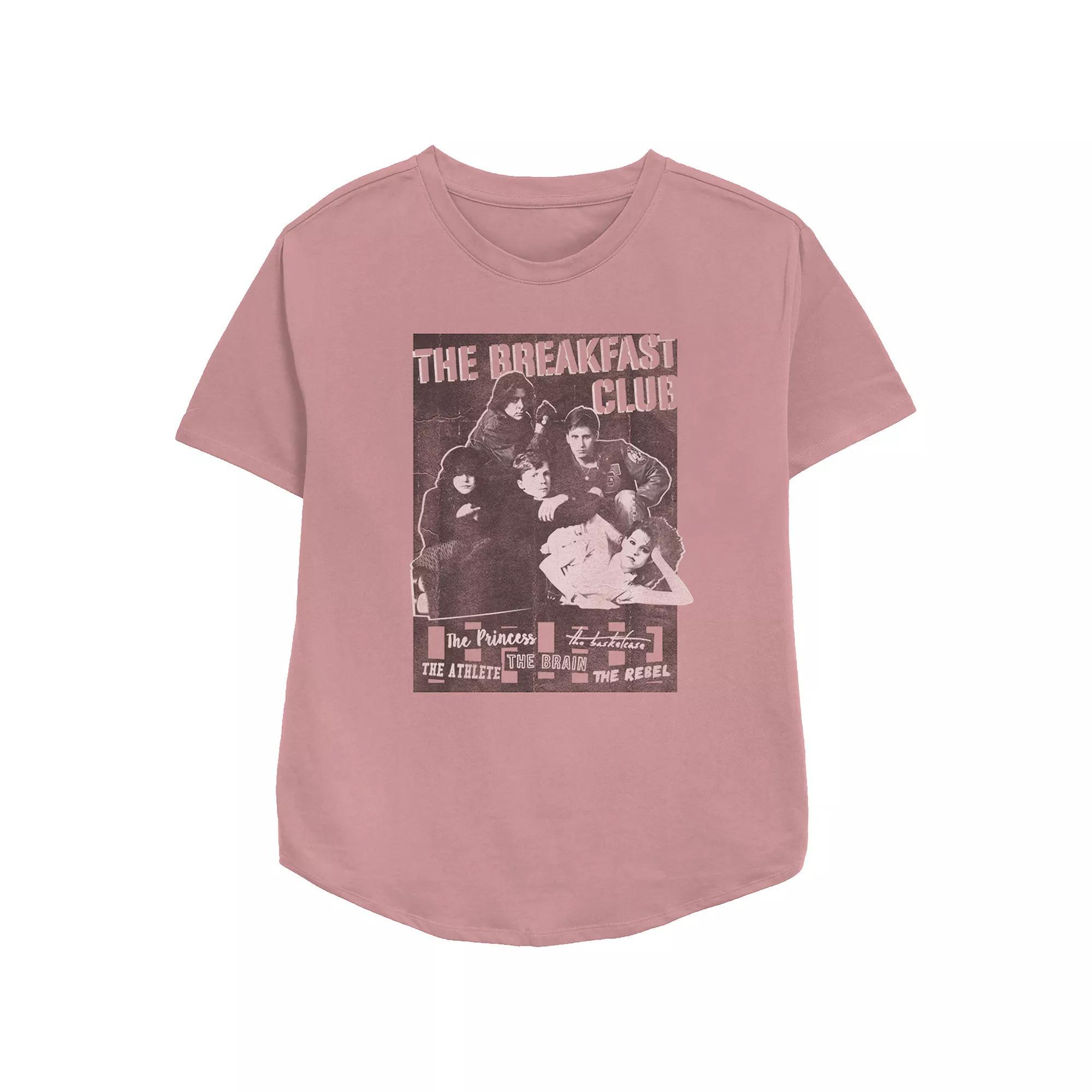 Women's The Breakfast Club Retro Poster Relaxed Fit Graphic Tee, Girl's, Size: XXL, Pink Product Image